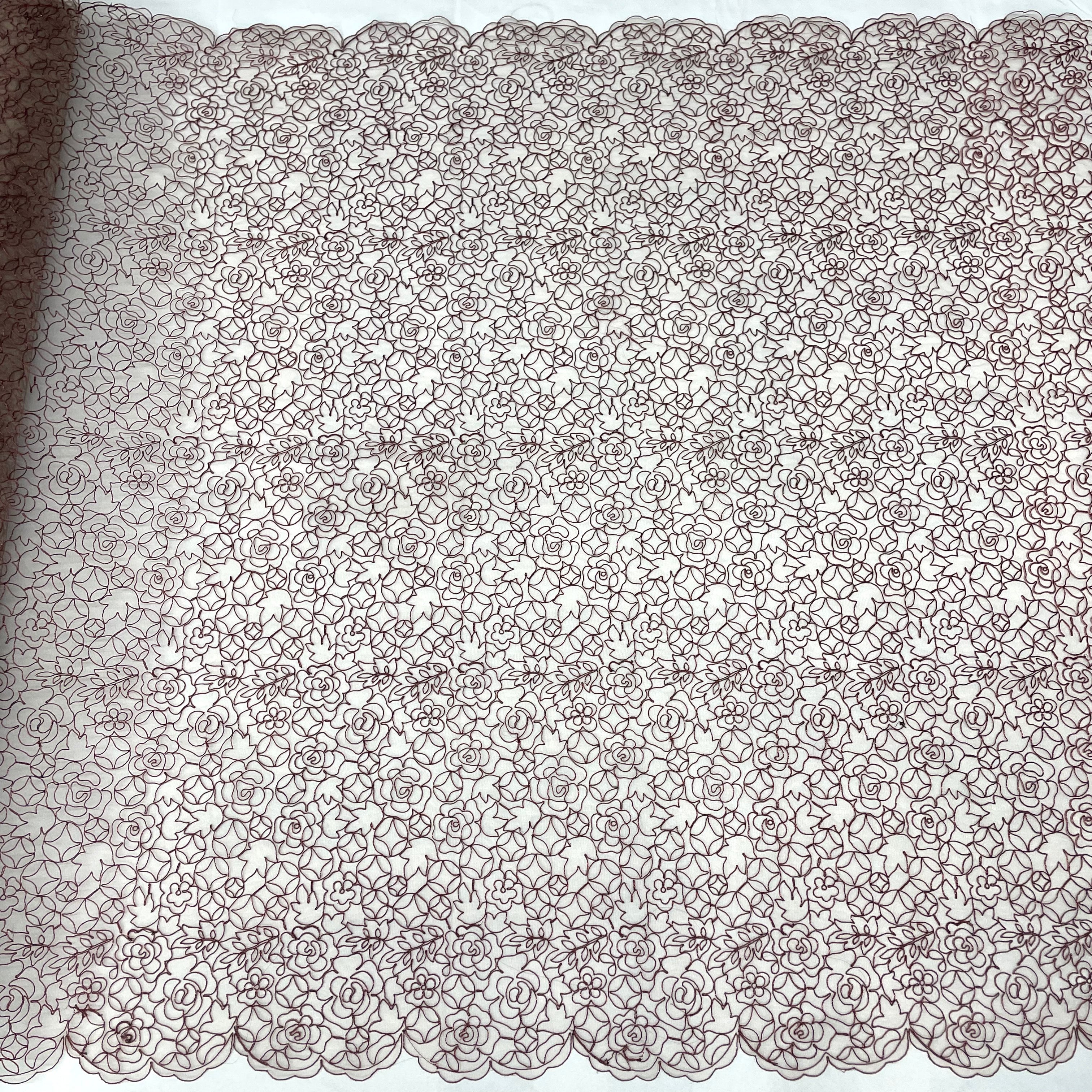 Corded Bridal Lace Fabric Embroidered on 100% Polyester Net Mesh | Lace USA - 96226W