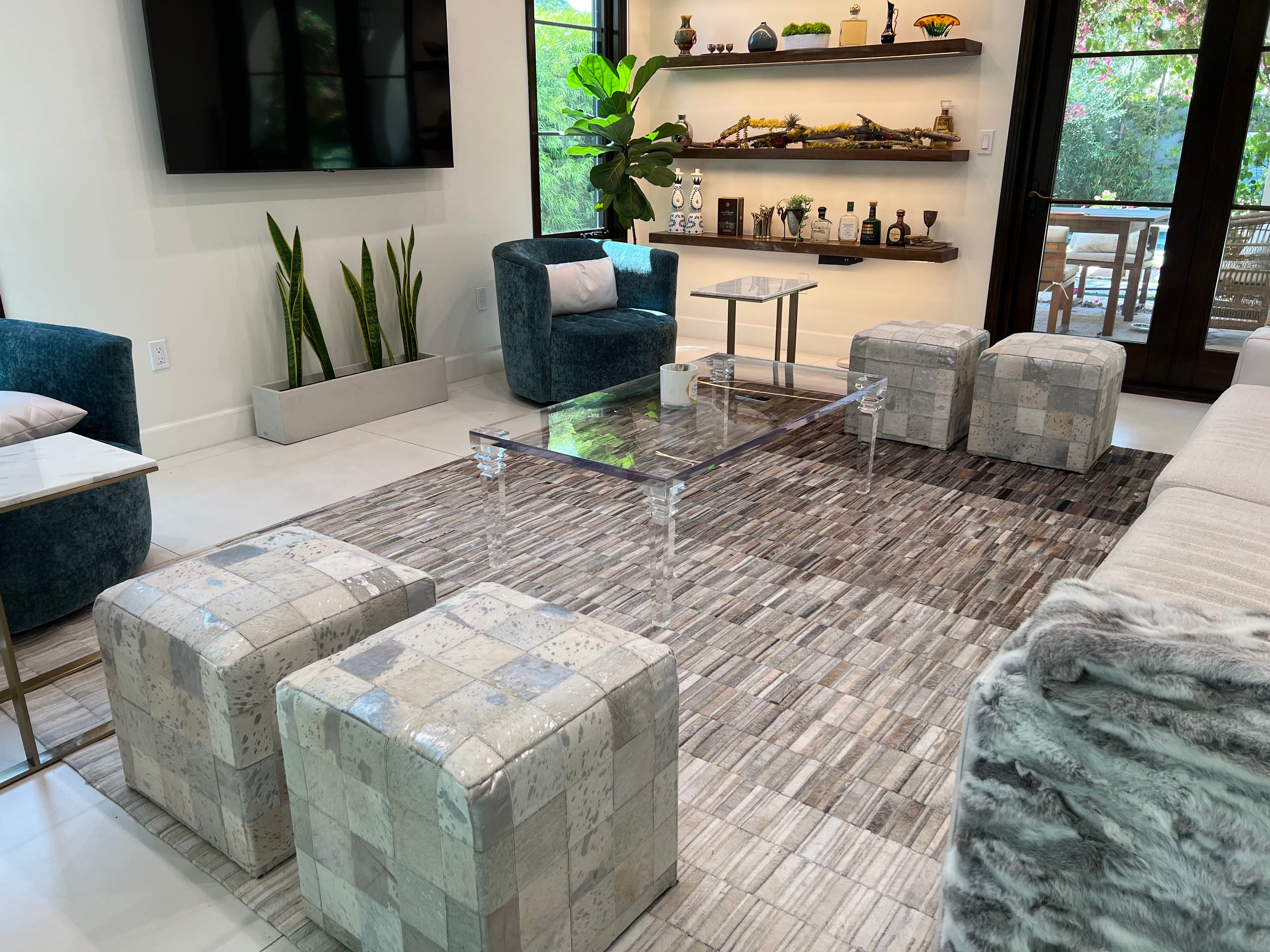 Fade Mocha White  Patchwork Cowhide Area Rug PCH207