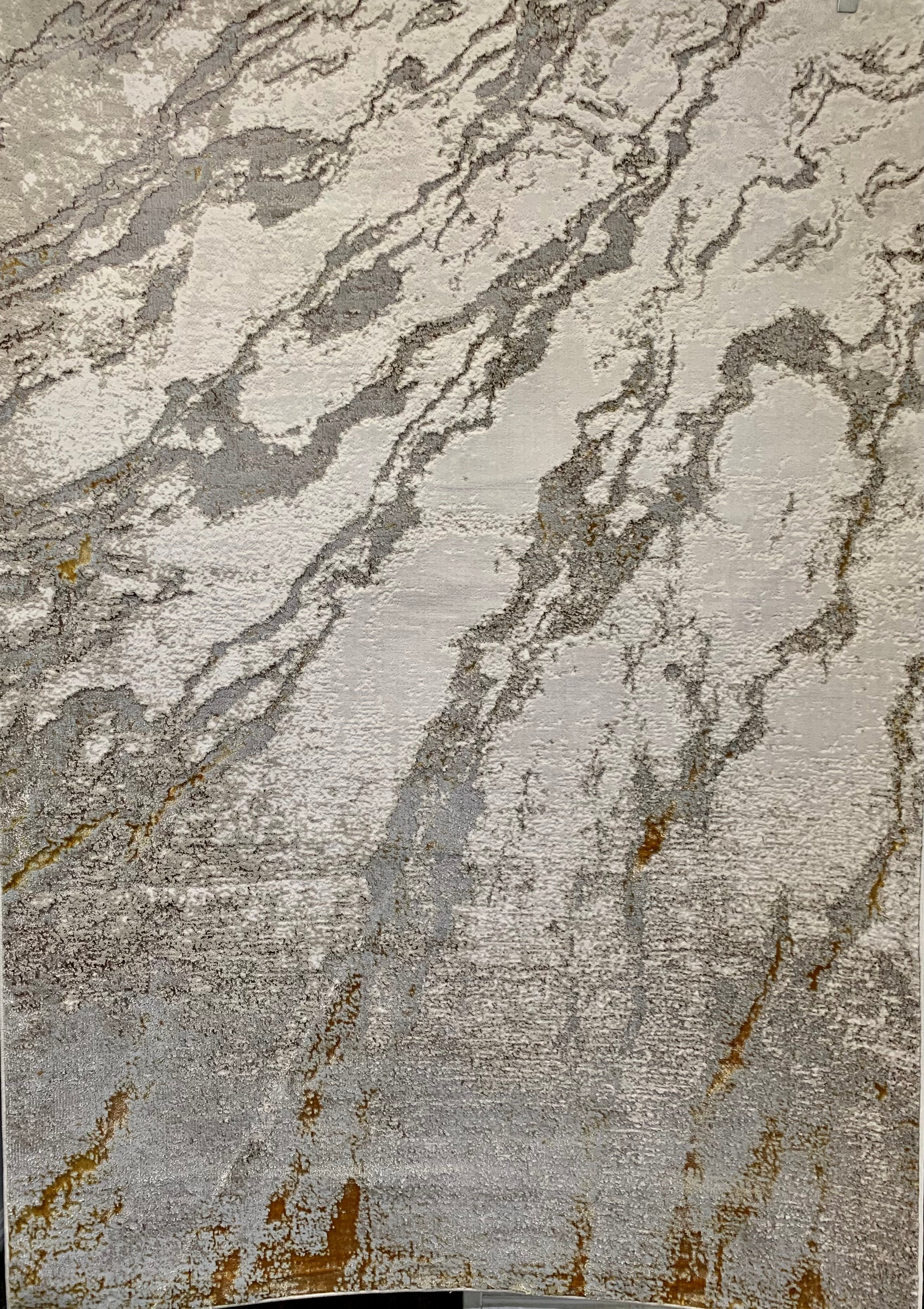 Polyester Beige/Gold Viscose Blend Neutral Tones Design Rug/Carpet - Style# Maximus 189 - Color-Changing Flat Weave Rug