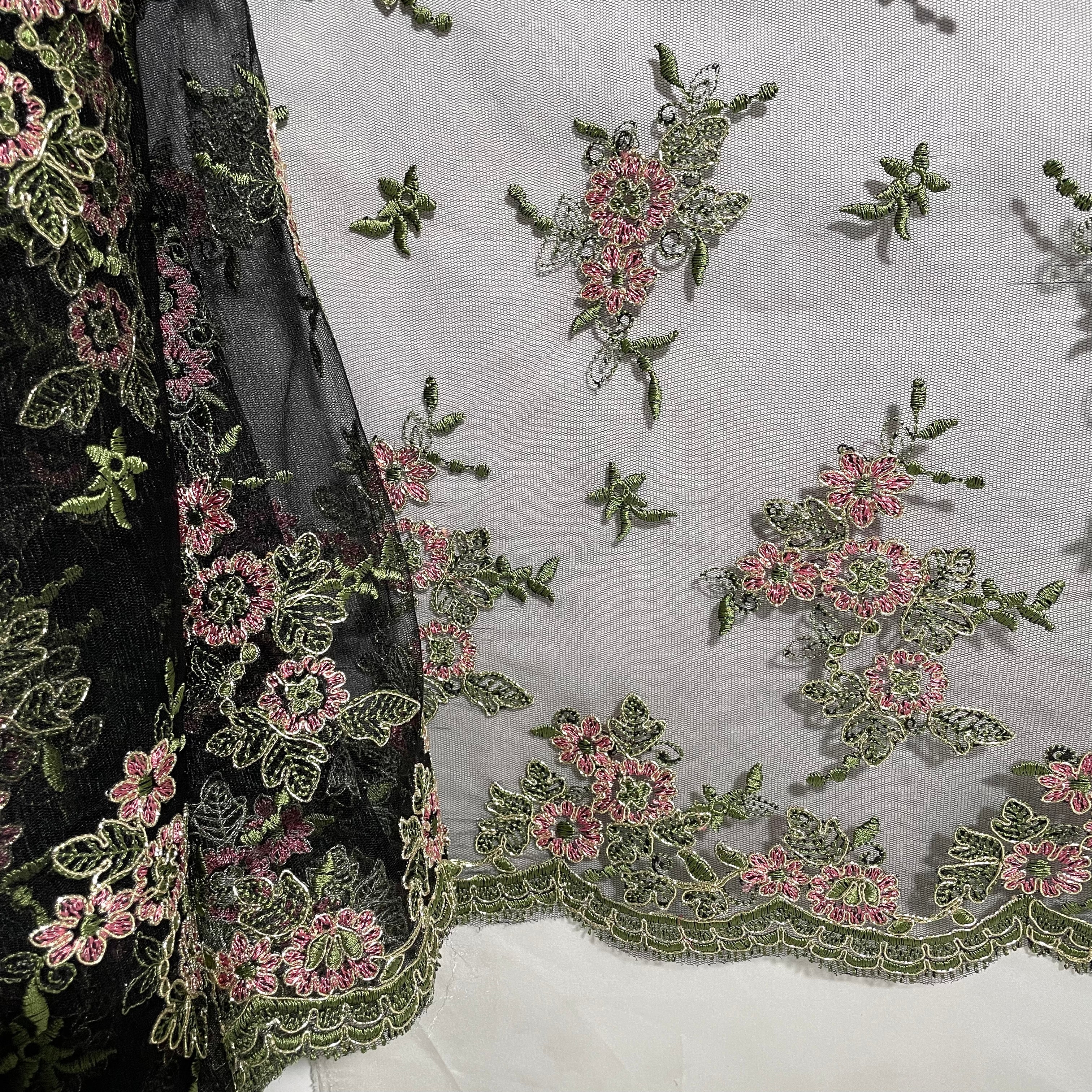Corded Bridal Lace Fabric Embroidered on 100% Polyester Net Mesh | Lace USA - 97158W