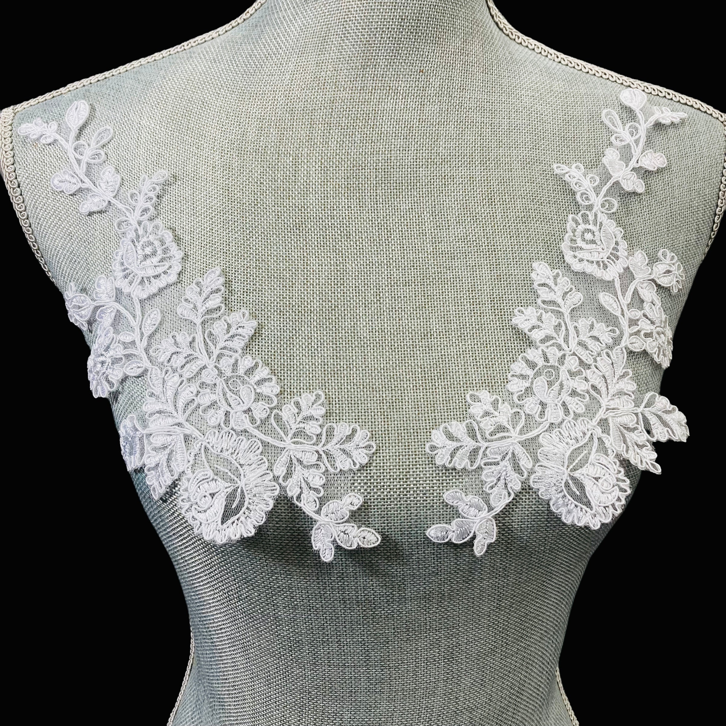 Corded Floral Applique for Baptism, Christening, Communion Gowns | Lace USA - 96666W