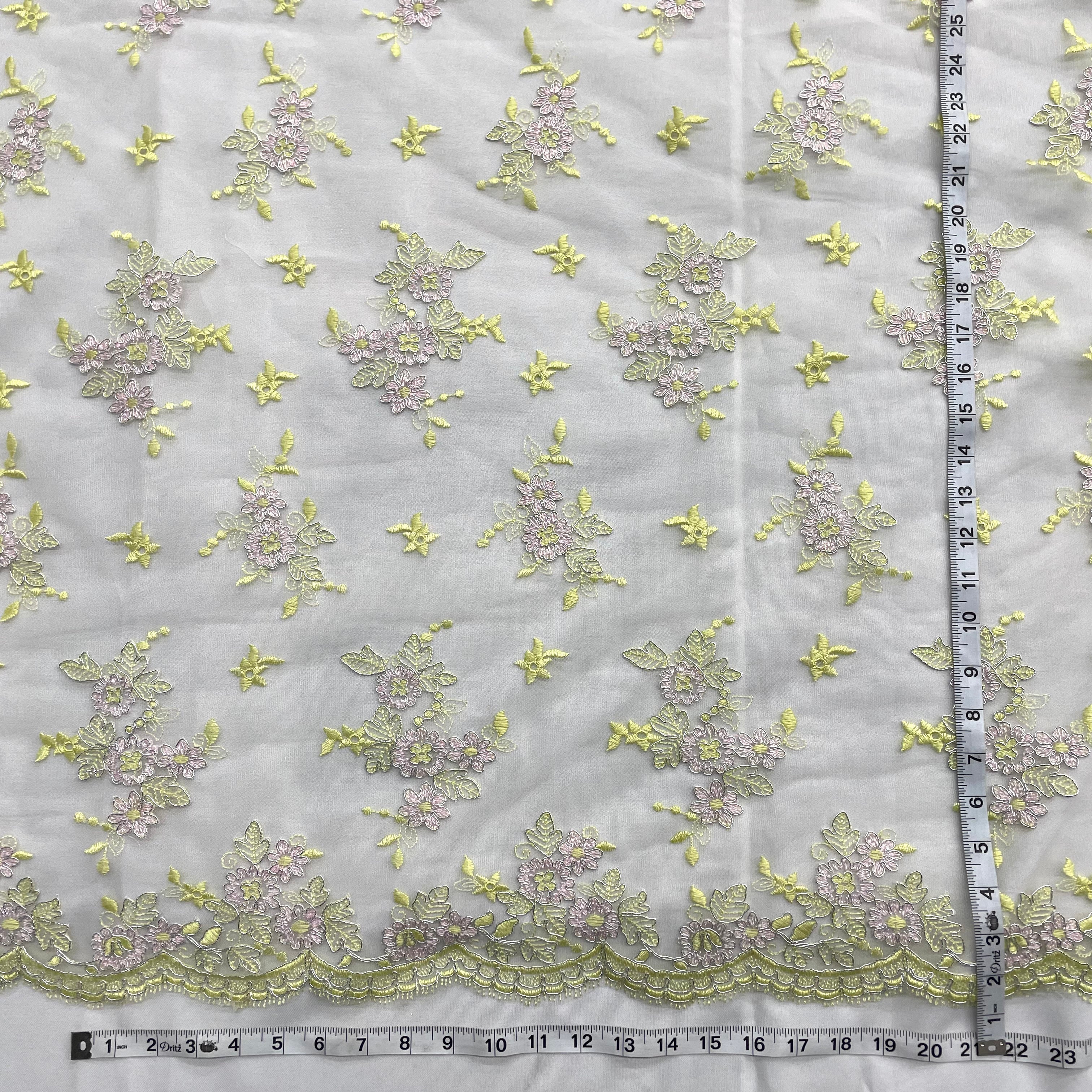 Corded Bridal Lace Fabric Embroidered on 100% Polyester Net Mesh | Lace USA - 97158W