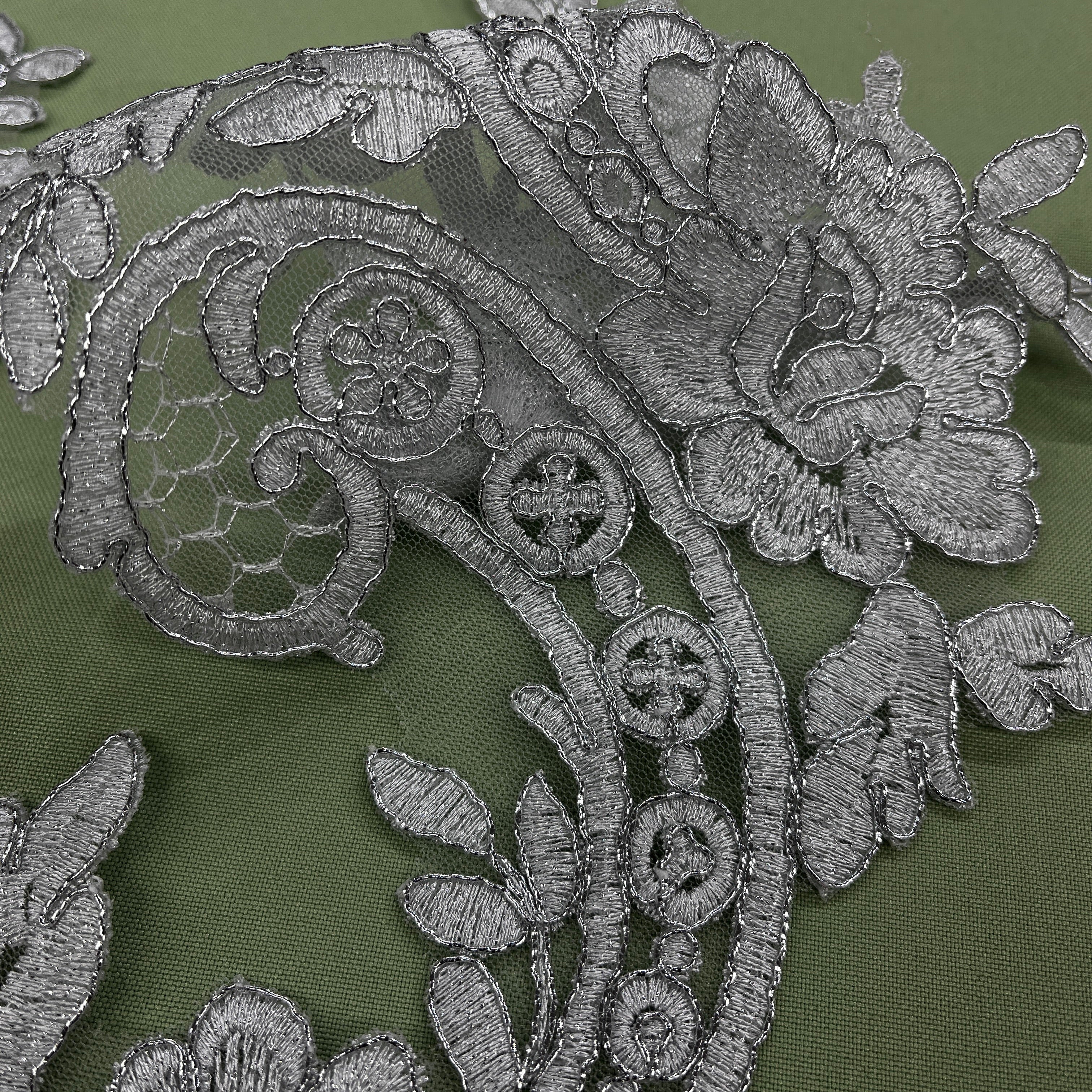 Corded Floral Lace Applique Embellishment for Bridal, Quinceañera Gown, Dance | Lace USA - 96434W