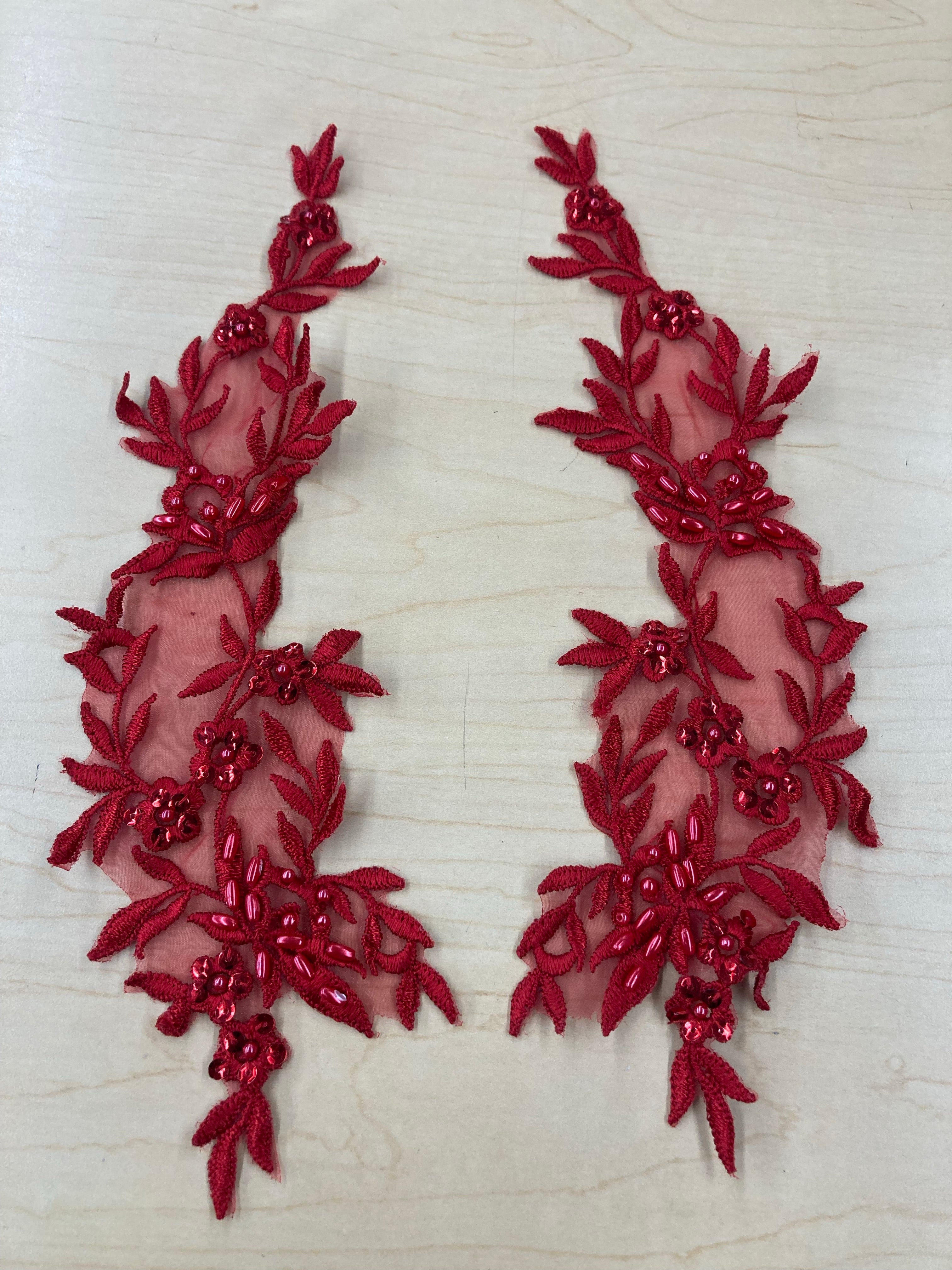 Beaded Floral Lace Applique Embroidered on 100% Polyester Organza | Lace USA - 21298N-BP