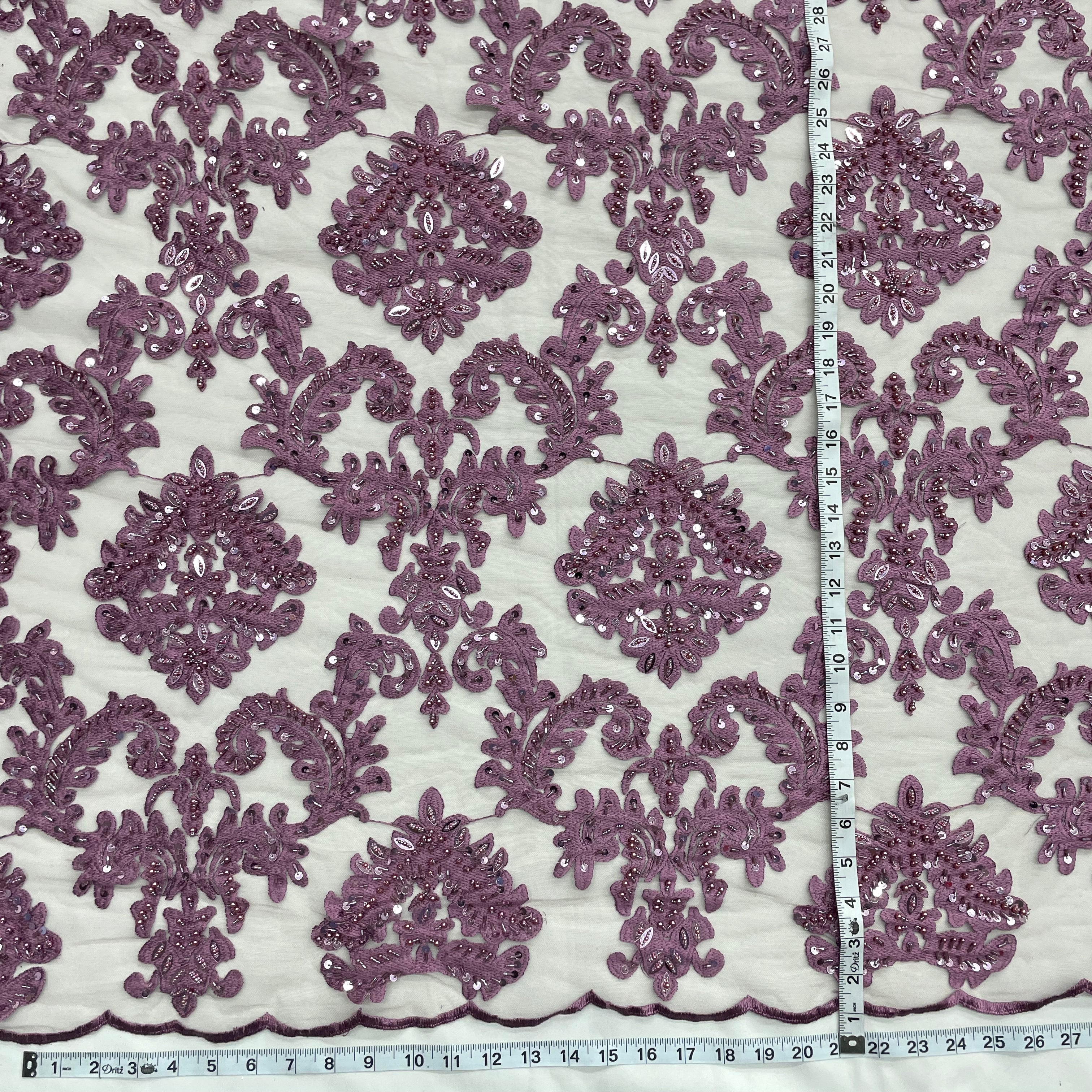 Beaded Lace Fabric Embroidered on 100% Polyester Net Mesh | Lace USA - GD-262