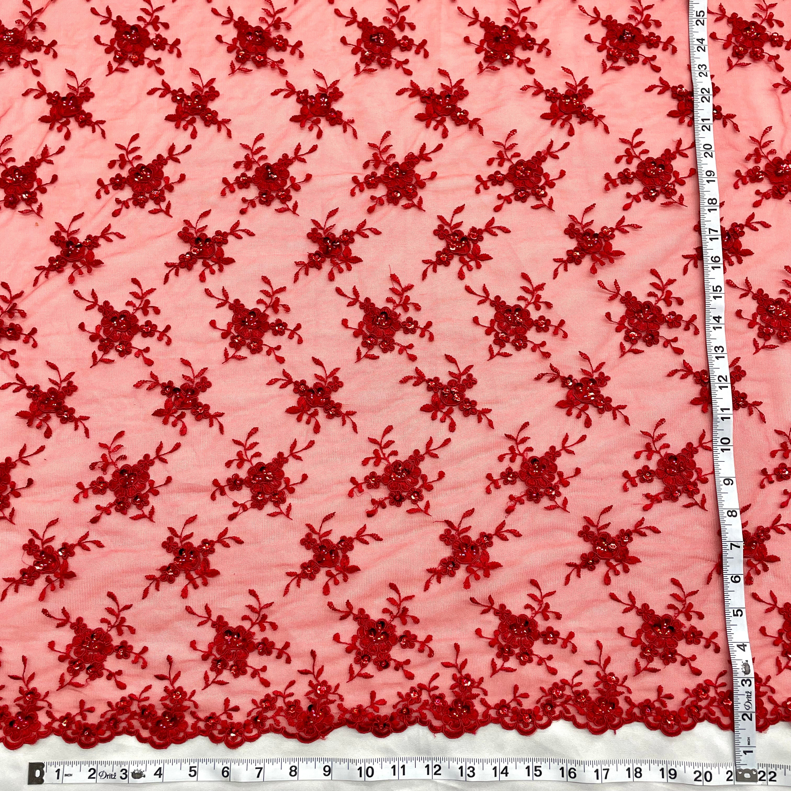 Beaded & Corded Bridal Lace Fabric Embroidered on 100% Polyester Net Mesh | Lace USA - 96646W-BP