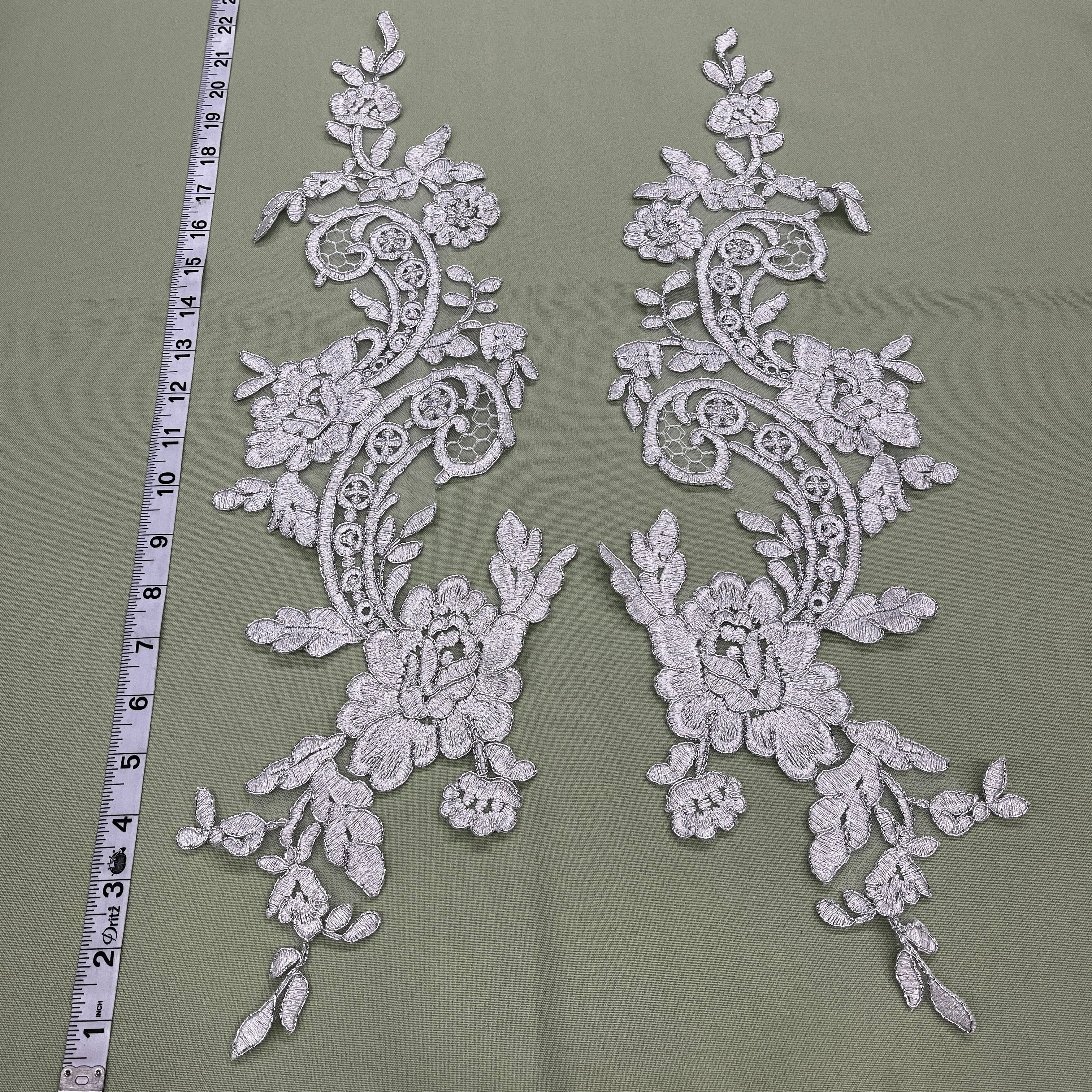 Corded Floral Lace Applique Embellishment for Bridal, Quinceañera Gown, Dance | Lace USA - 96434W