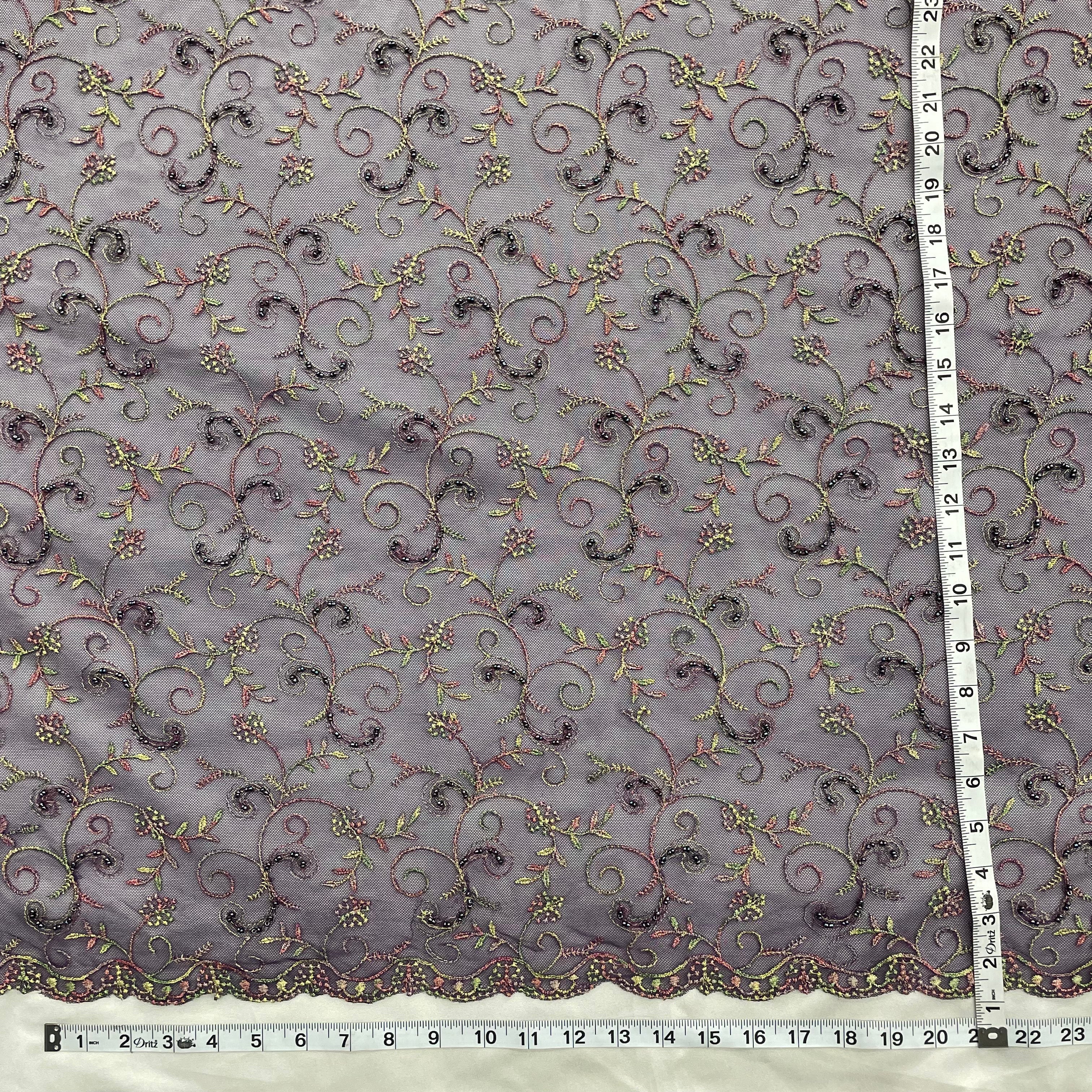 Beaded Lace Fabric Embroidered on 100% Polyester Net Mesh | Lace USA - 41471W-BP