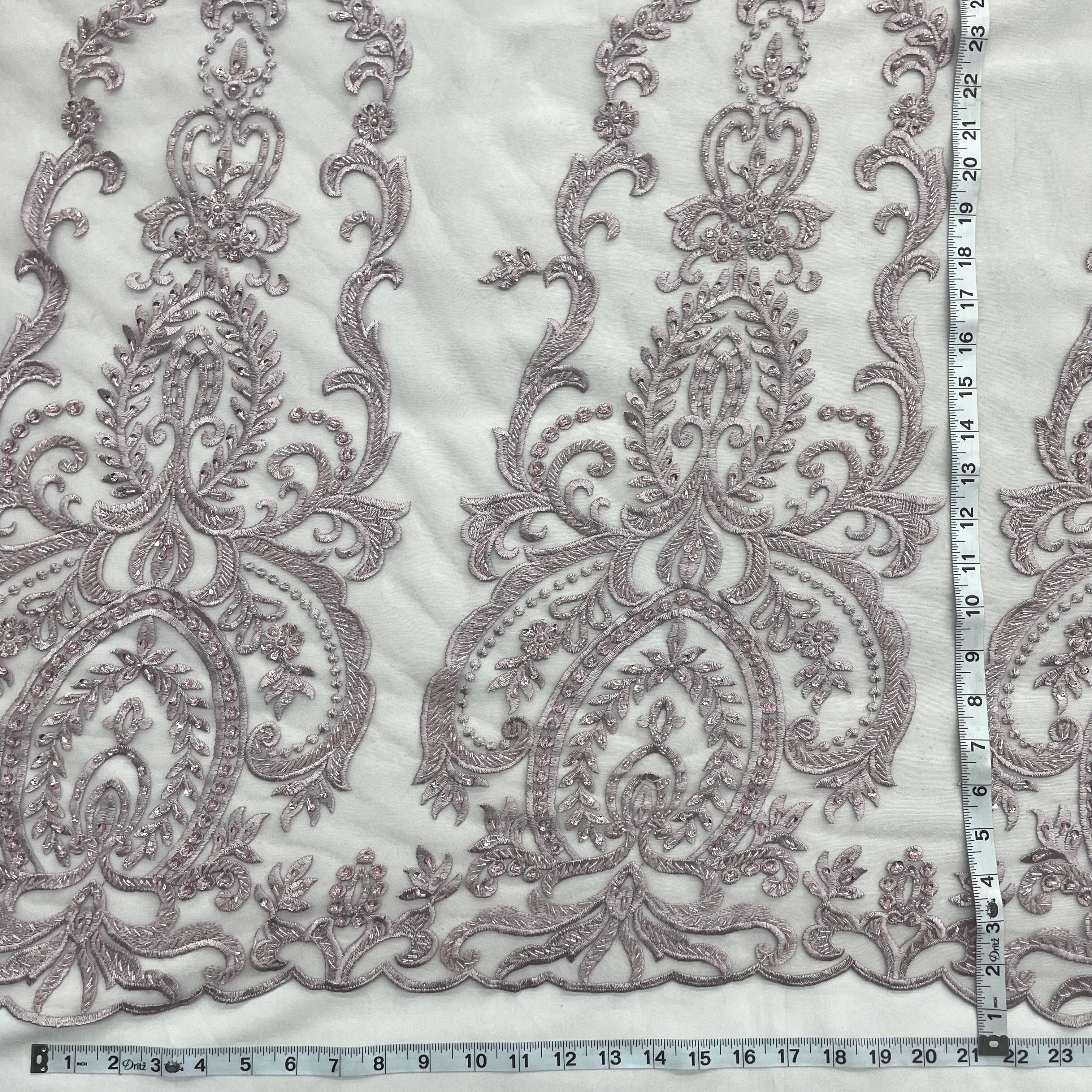 Beaded Lace Fabric Embroidered on 100% Polyester Net Mesh | Lace USA - GD-9117