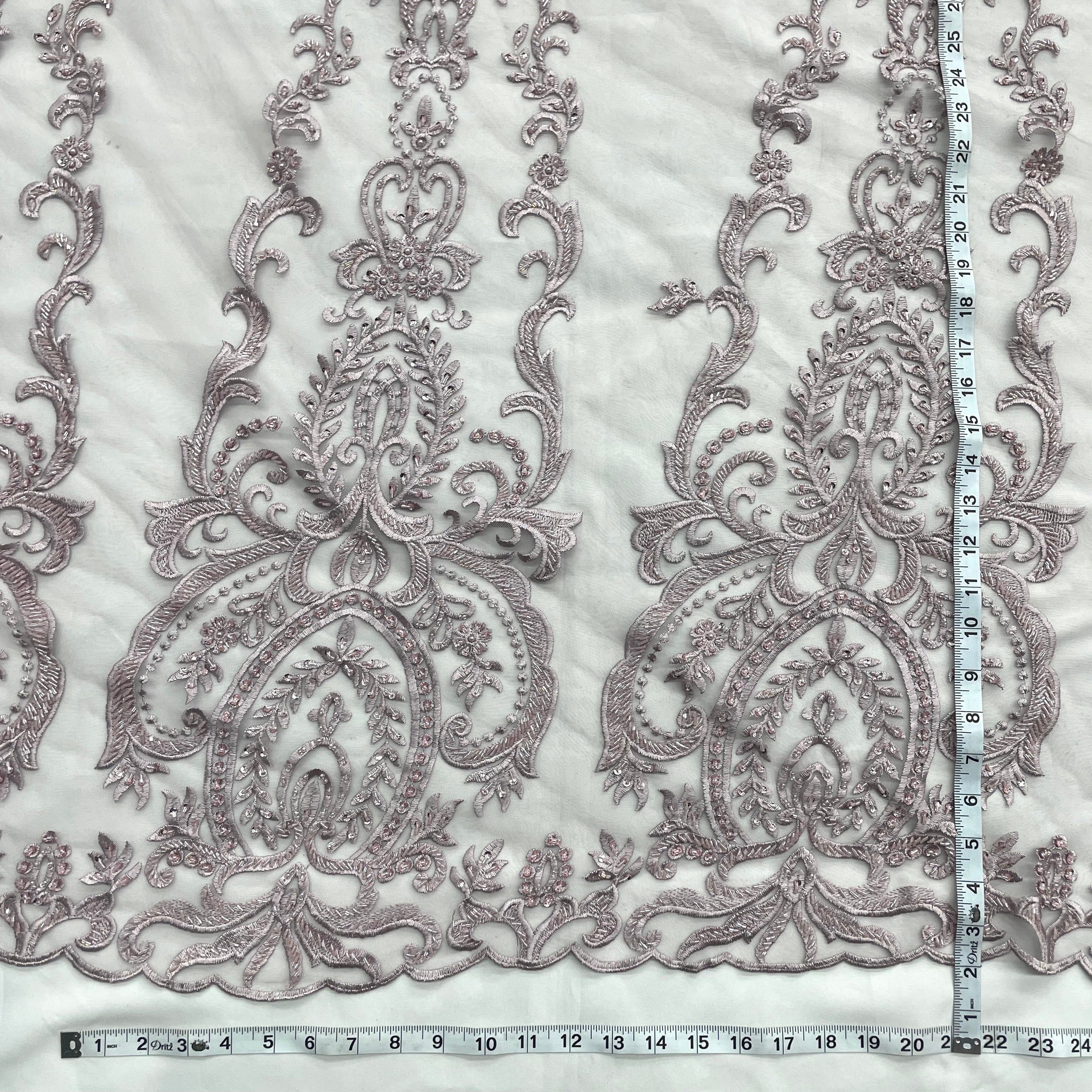 Beaded Lace Fabric Embroidered on 100% Polyester Net Mesh | Lace USA - GD-9117