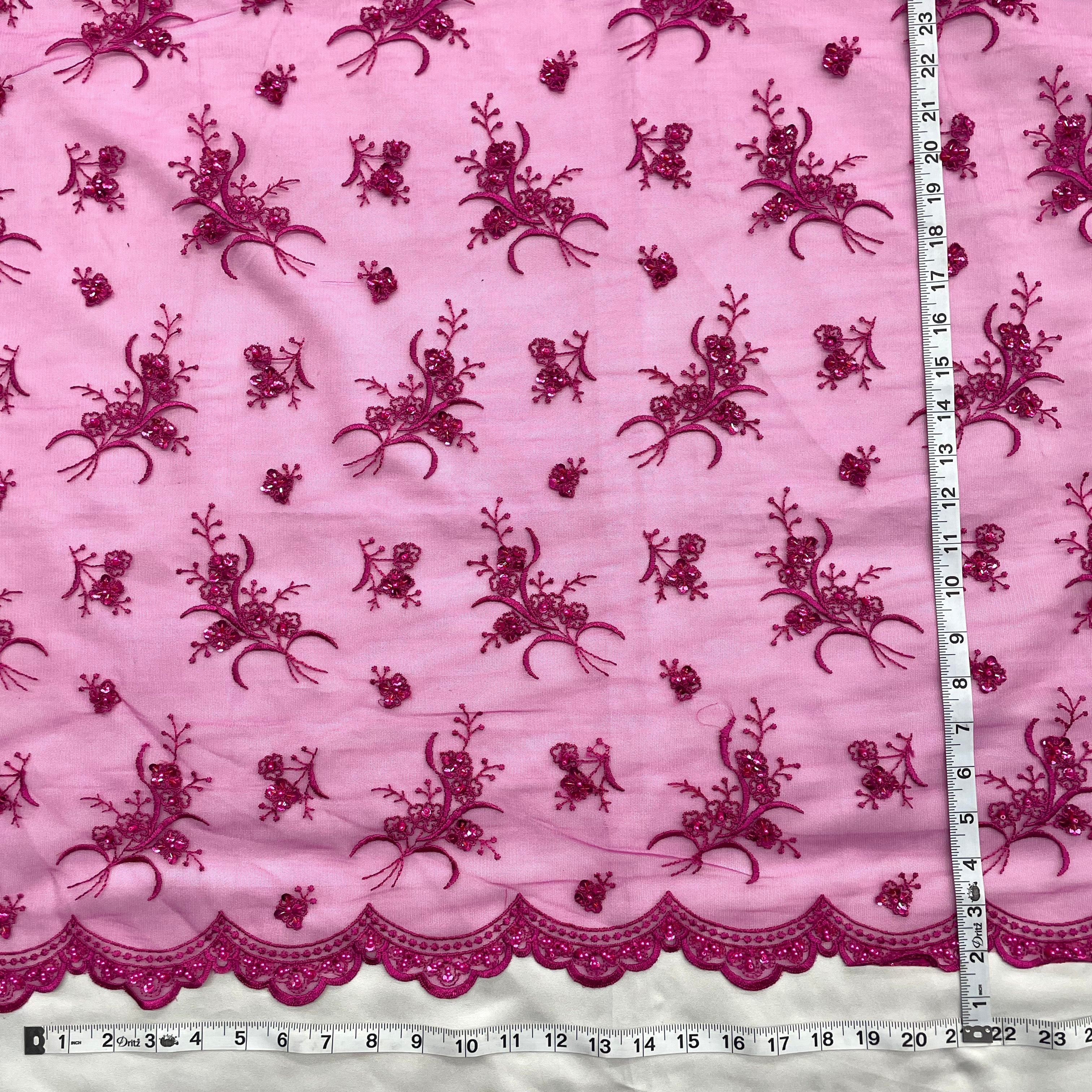 Beaded Lace Fabric Embroidered on 100% Polyester Net Mesh | Lace USA - 42002W-BP