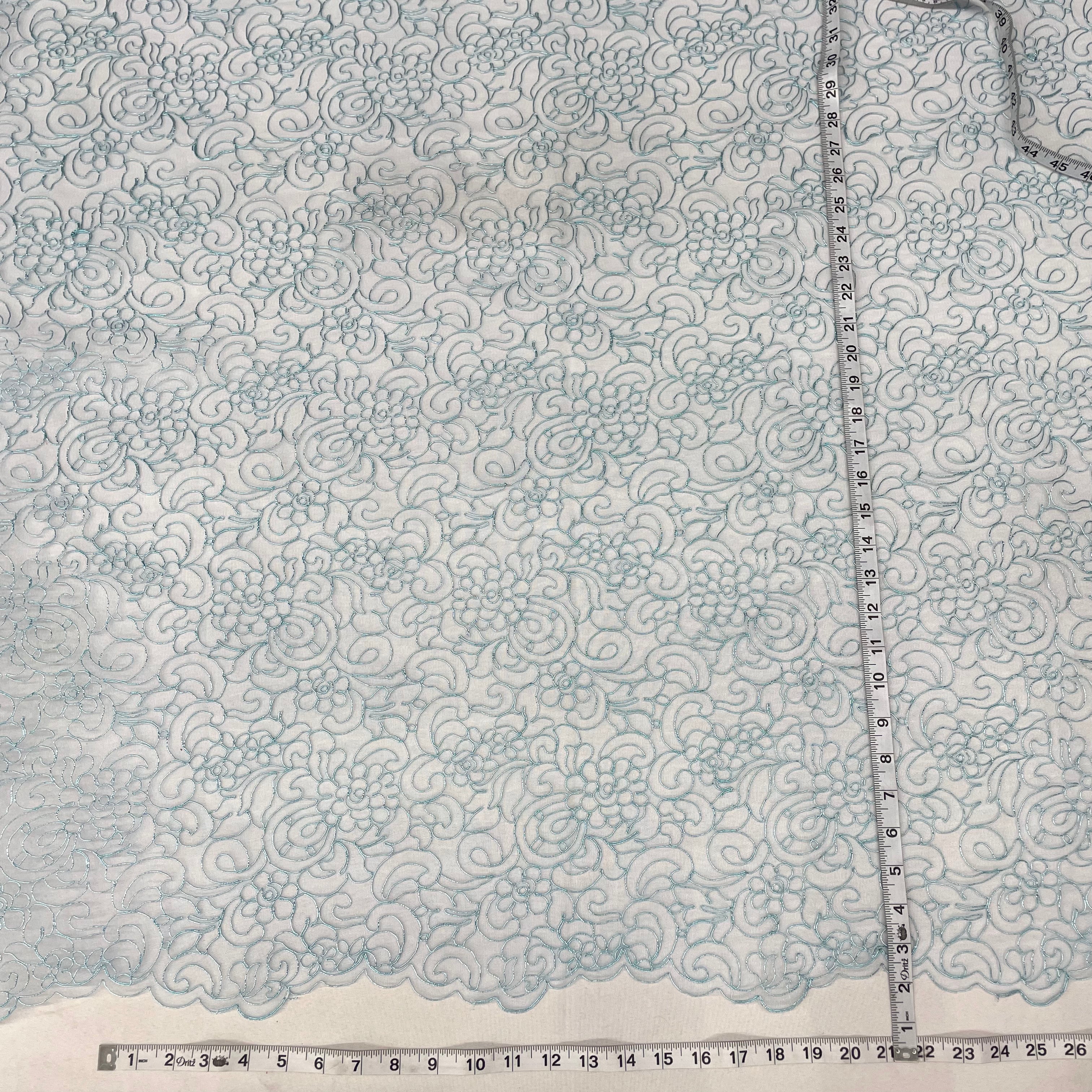Corded Bridal Lace Fabric Embroidered on 100% Polyester Net Mesh | Lace USA - 96226W