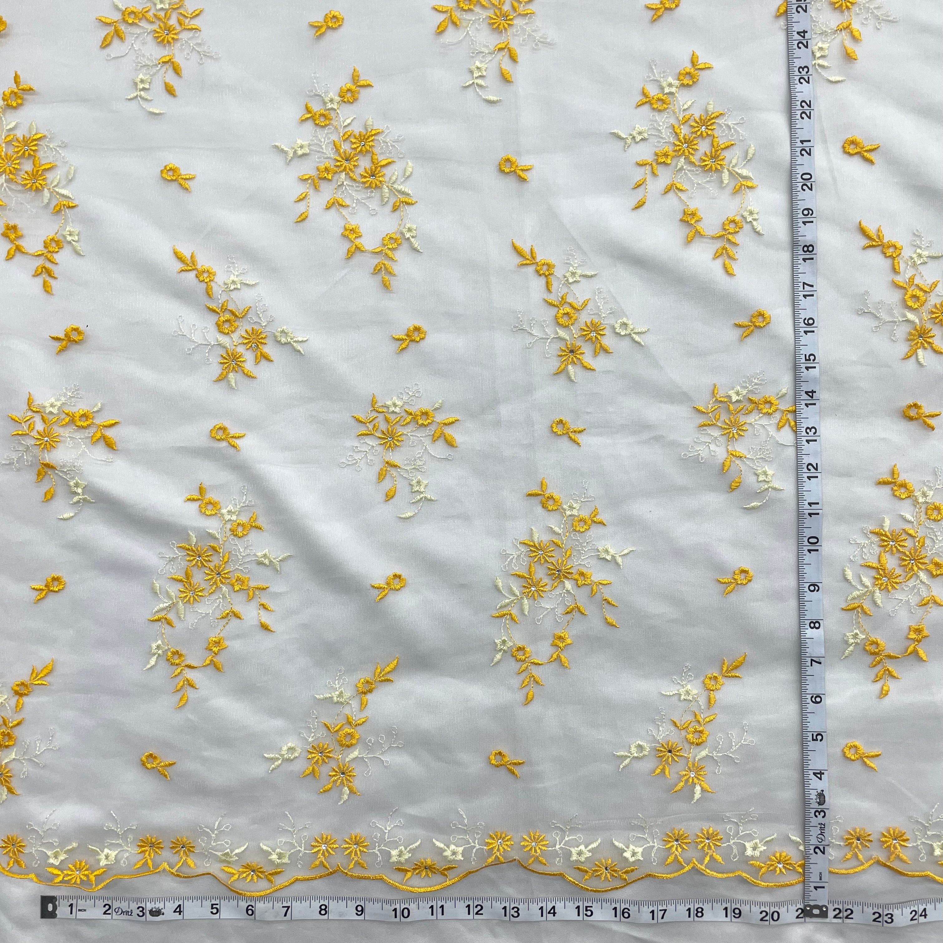 Beaded Lace Fabric Embroidered on 100% Polyester Net Mesh | Lace USA - 42091W-RS
