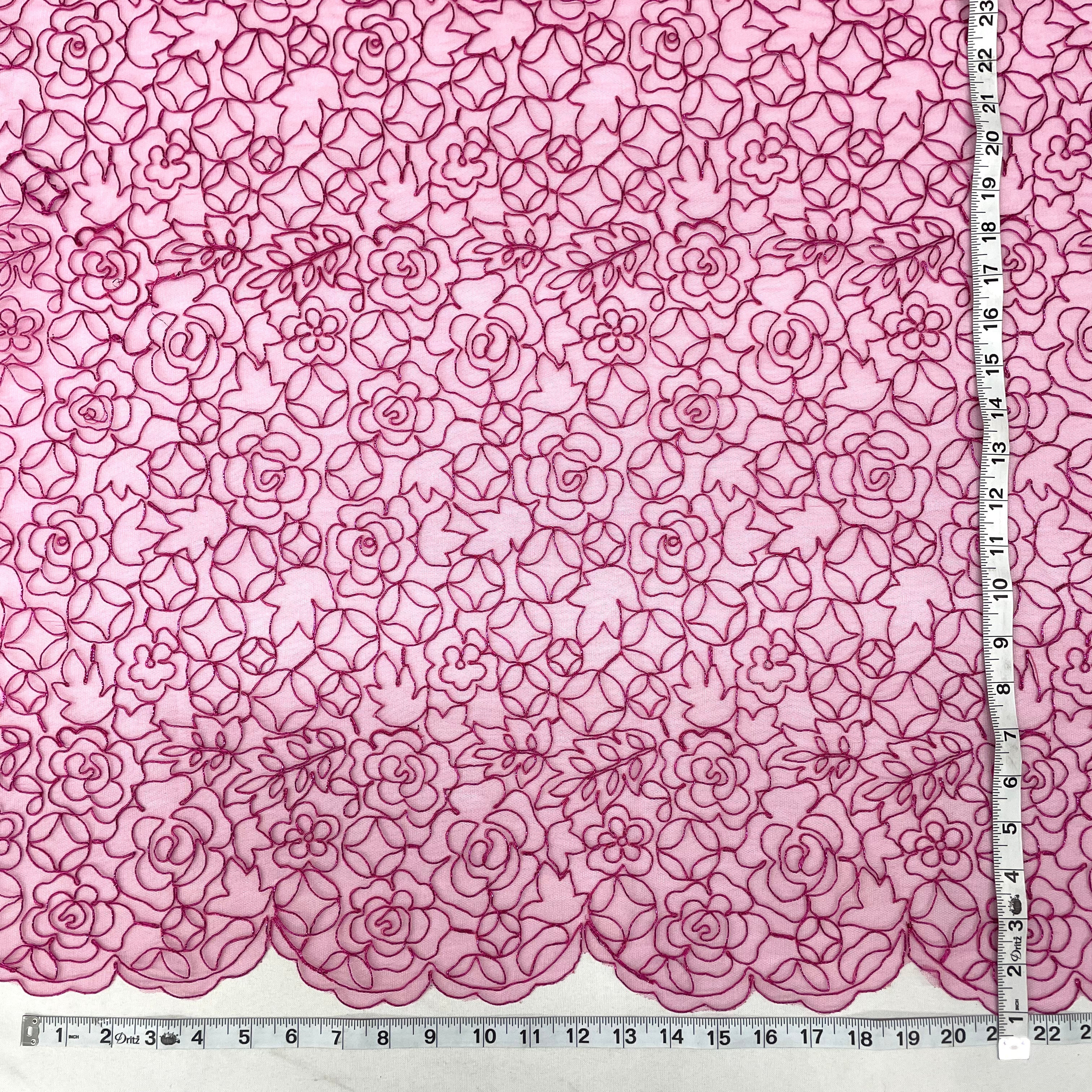 Corded Bridal Lace Fabric Embroidered on 100% Polyester Net Mesh | Lace USA - 96226W