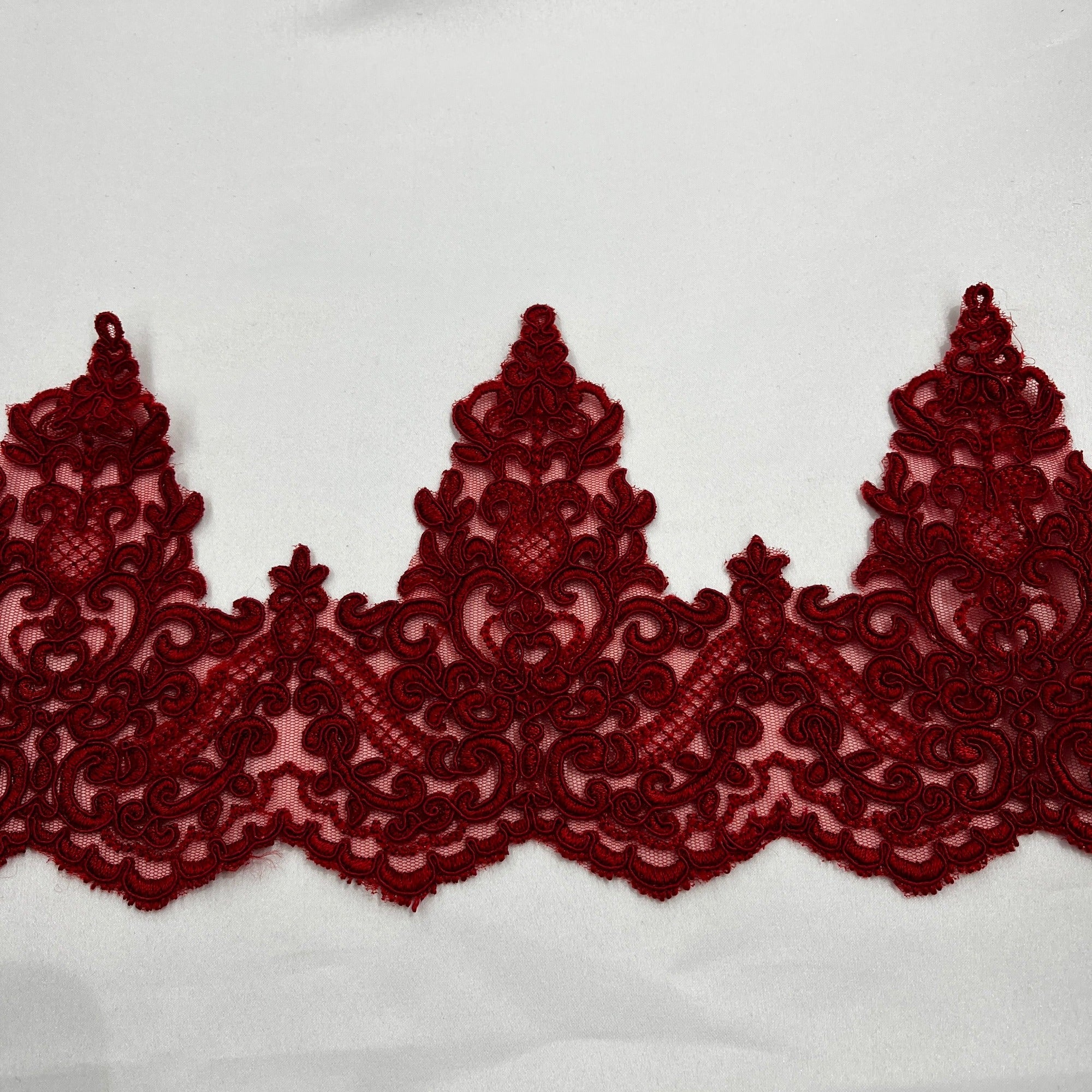 Corded Lace Trimming Embroidered on 100% Polyester Net Mesh | LaceUSA - 97014W