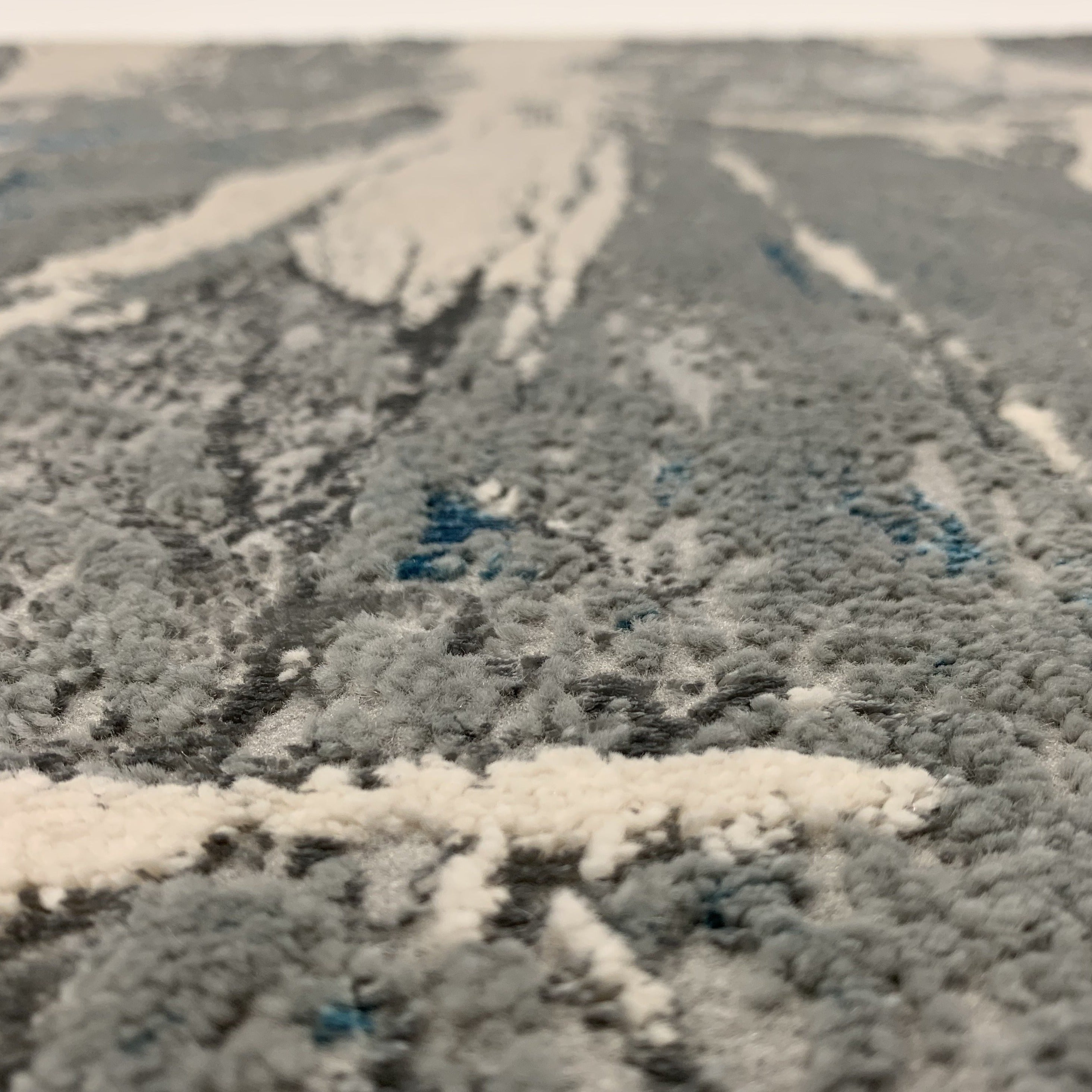 Blue and Platinum Metallic Area Rug