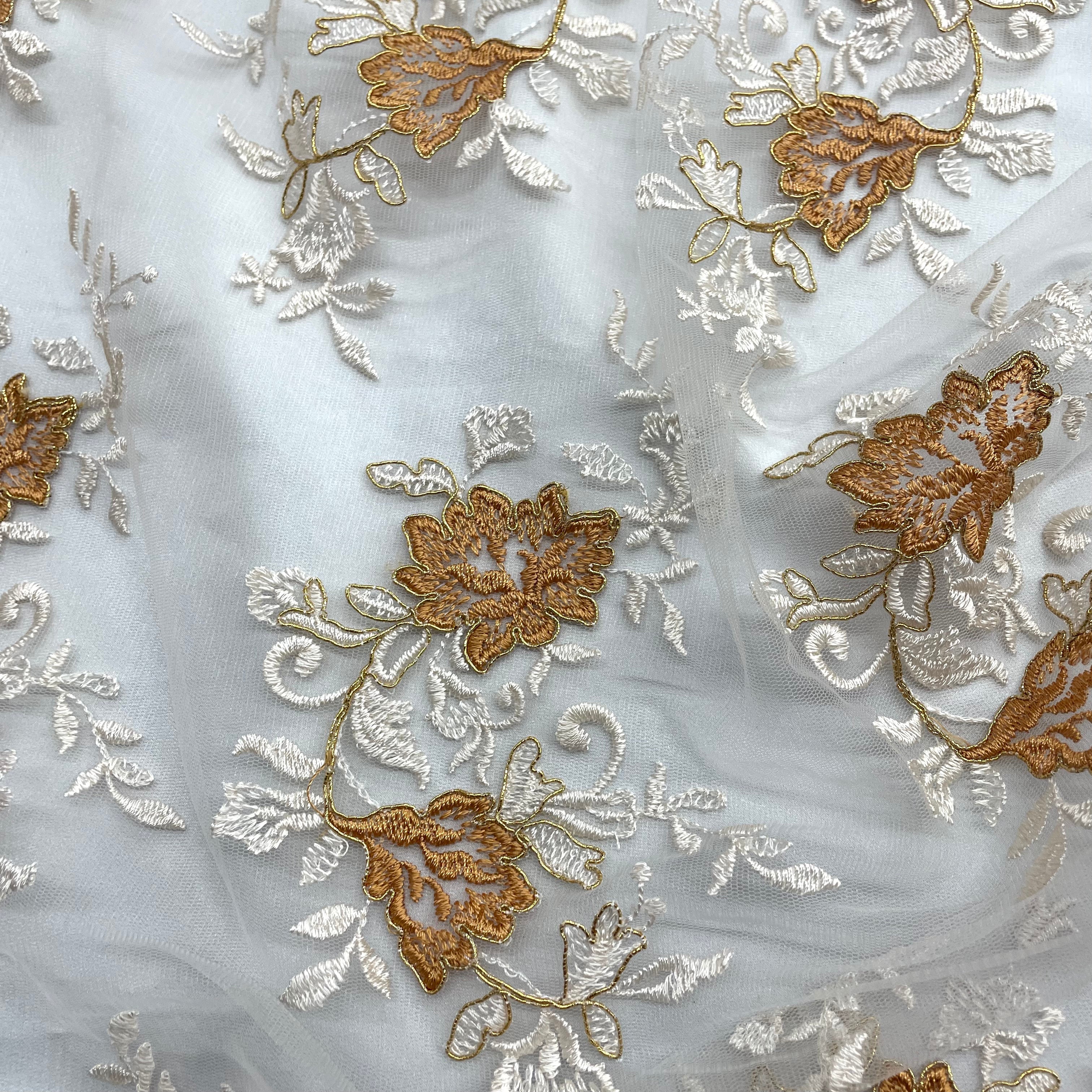 Corded Floral Lace Fabric with Scalloped Edges – Bridal & Dress Lace | Lace USA - 97154W