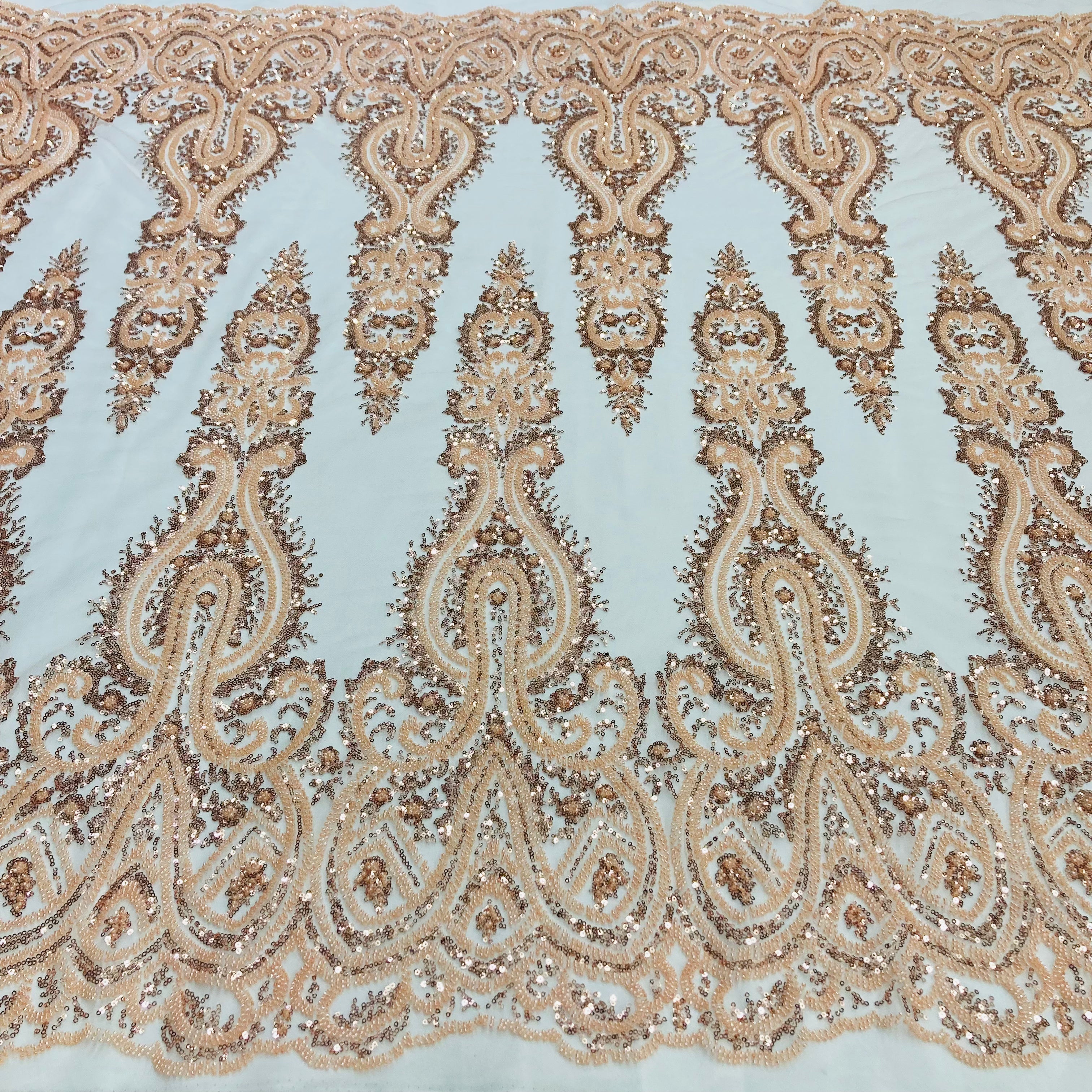 Beaded Lace Fabric Embroidered on 100% Polyester Net Mesh | Lace USA - GD-1022