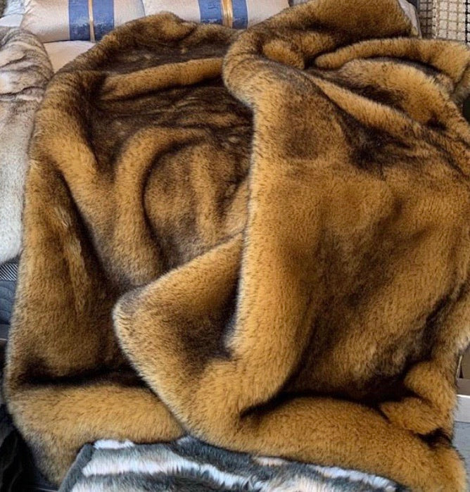 Soft Cozy Fuzzy Faux Fur Area Rug/ Carpet in Black Tan