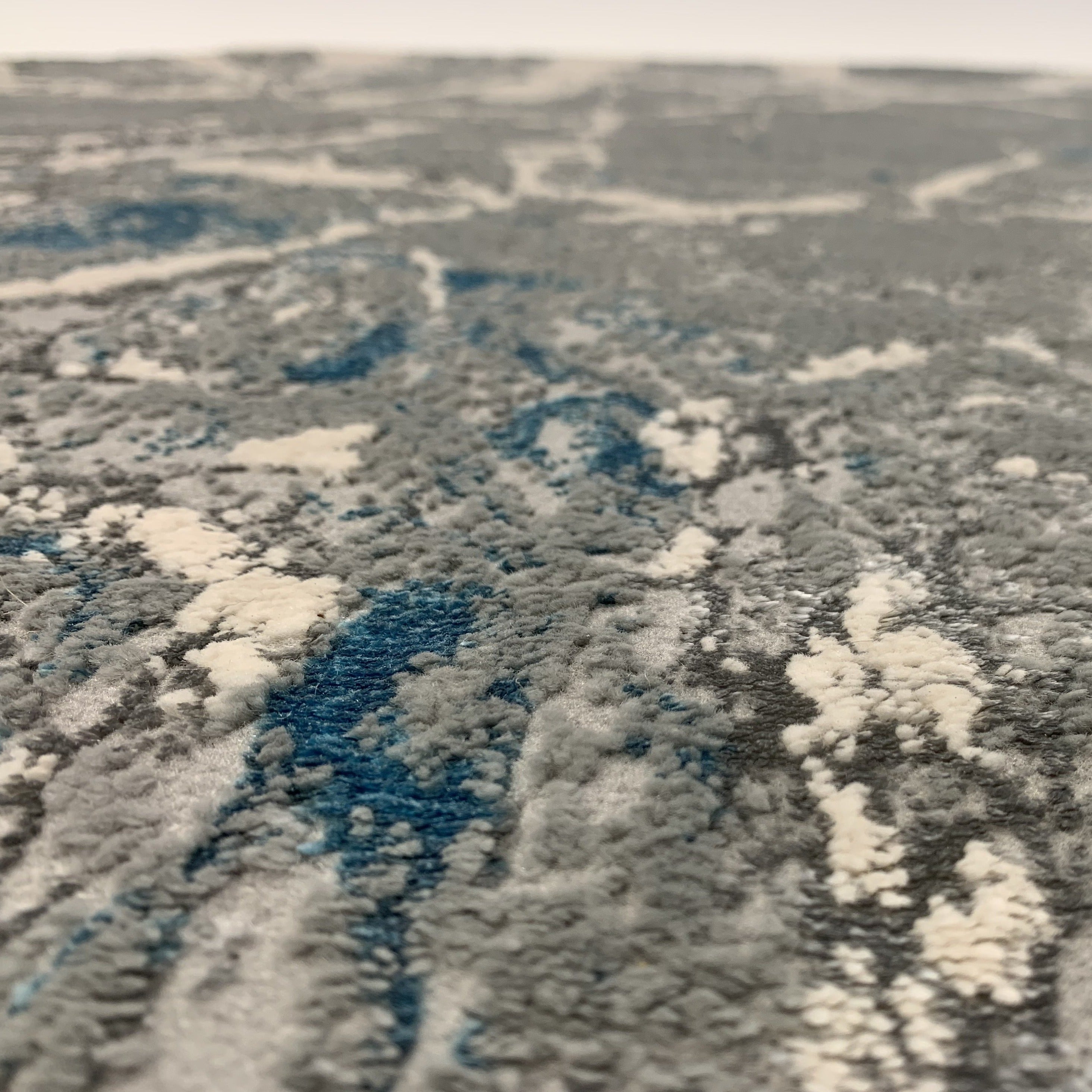 Blue and Platinum Metallic Area Rug