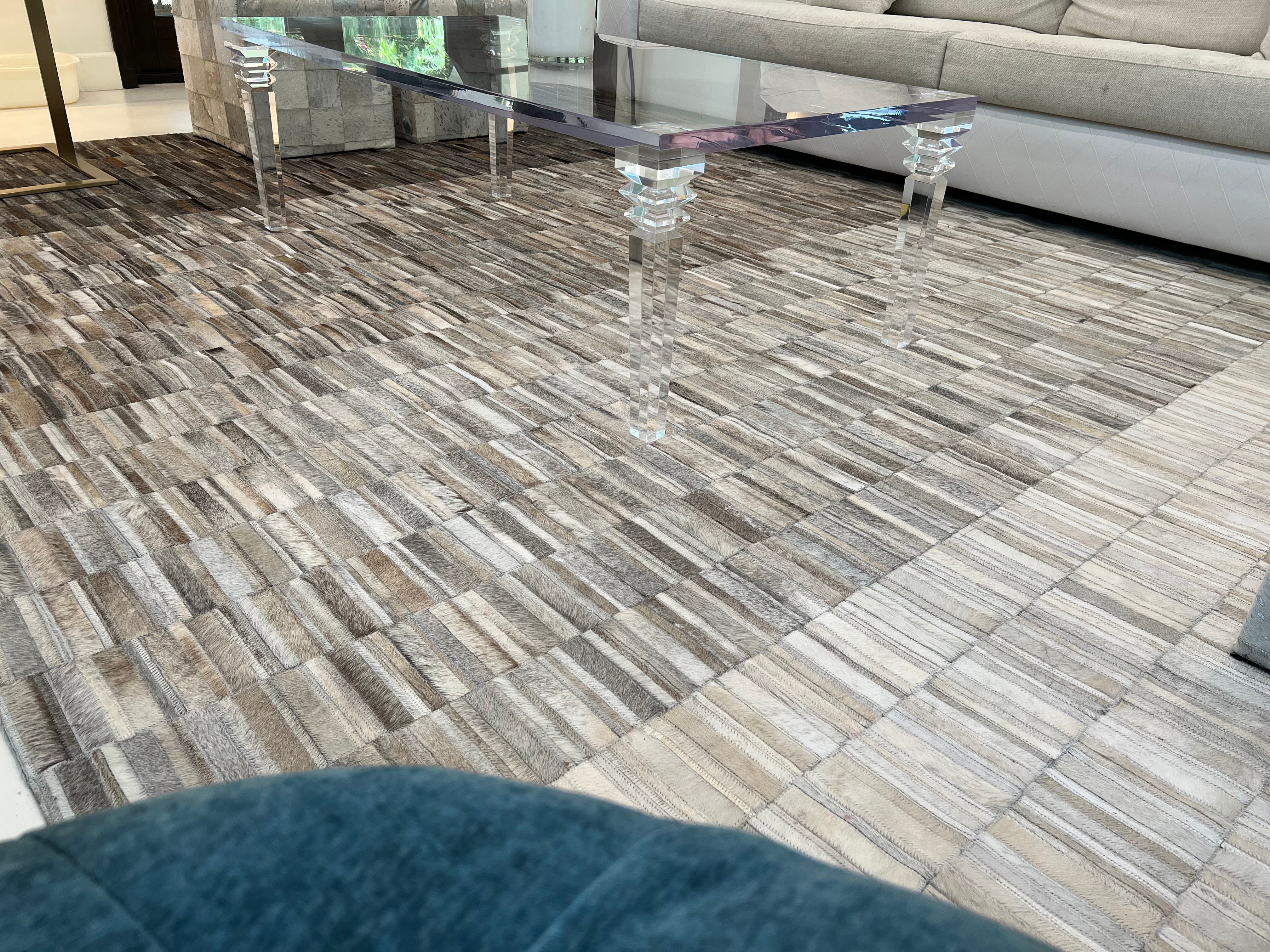 Fade Mocha White  Patchwork Cowhide Area Rug PCH207