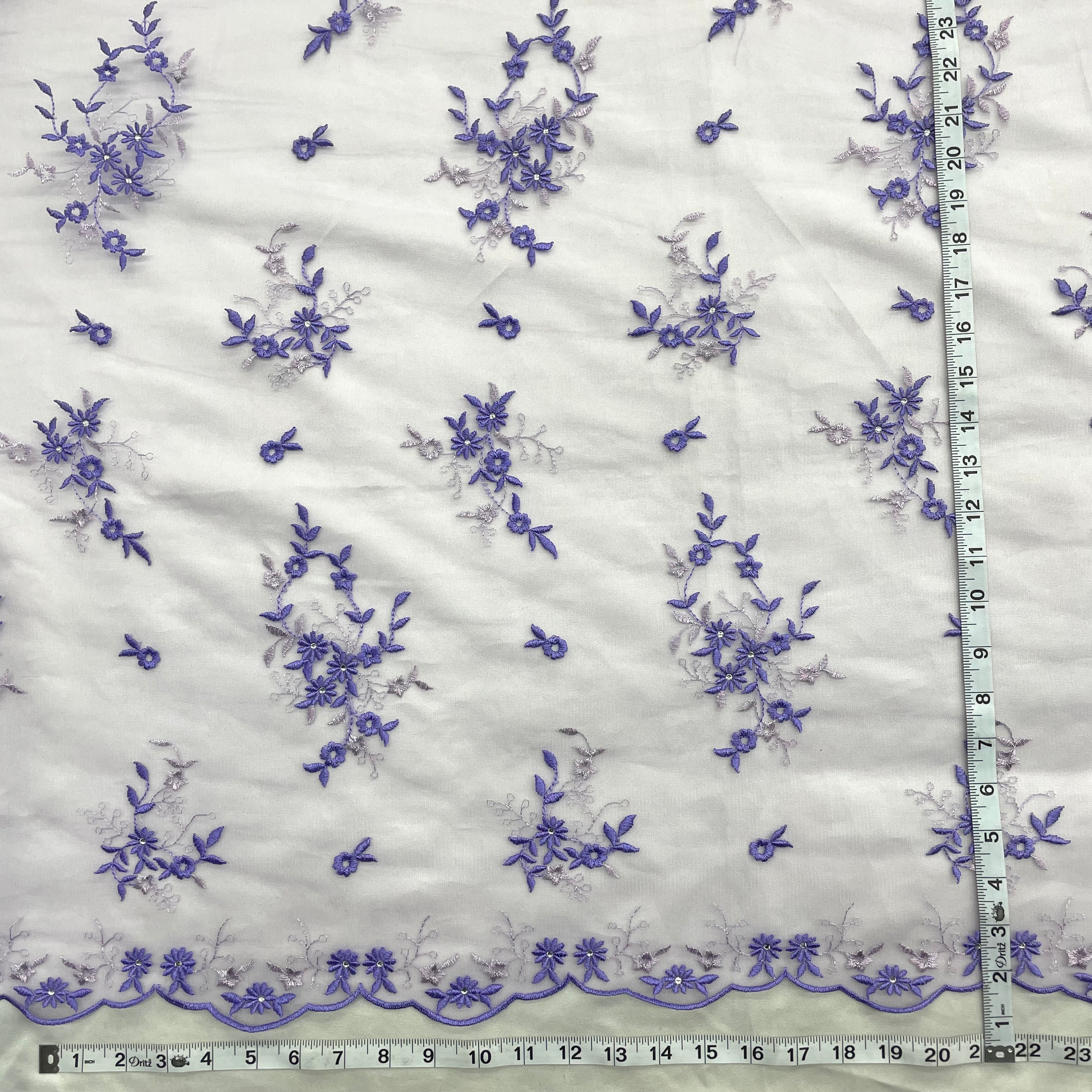 Beaded Lace Fabric Embroidered on 100% Polyester Net Mesh | Lace USA - 42091W-RS