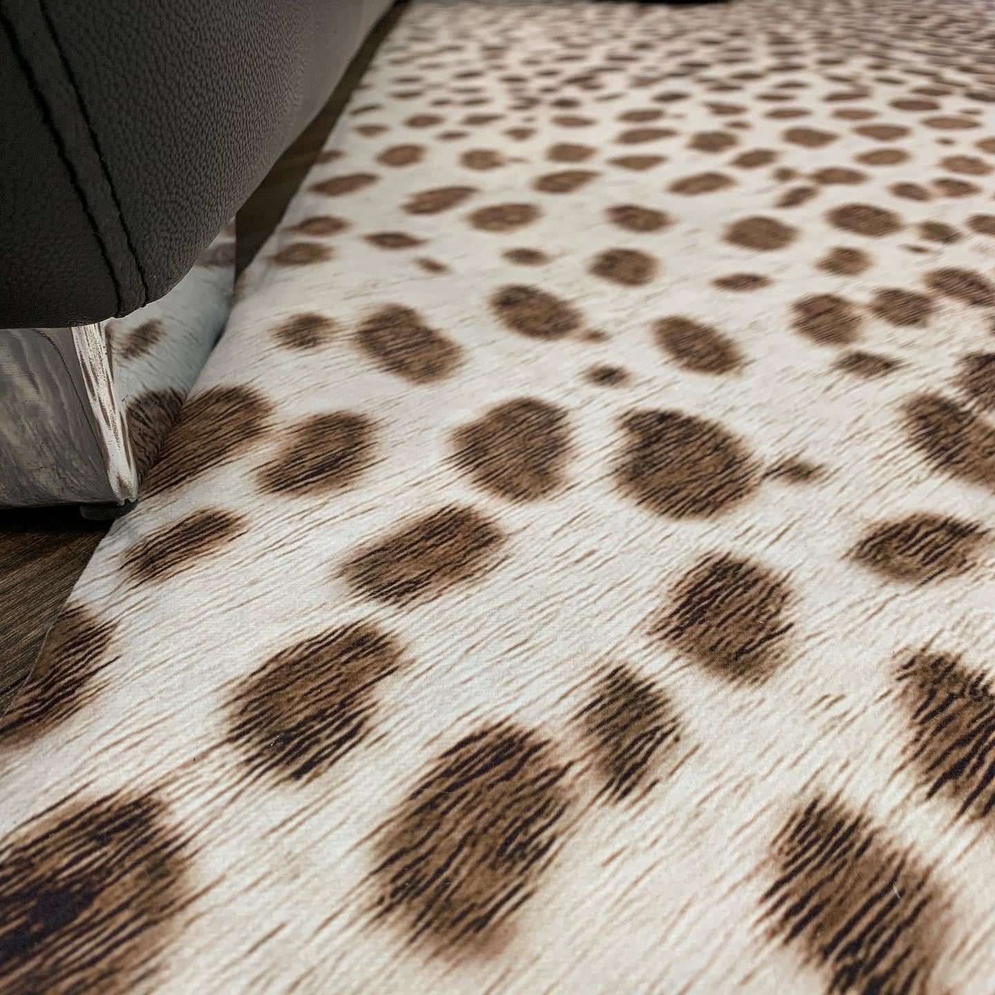 Vegan Brown Beige Cream Faux Hide/Cowhide Area Rug/Carpet Joy 260
