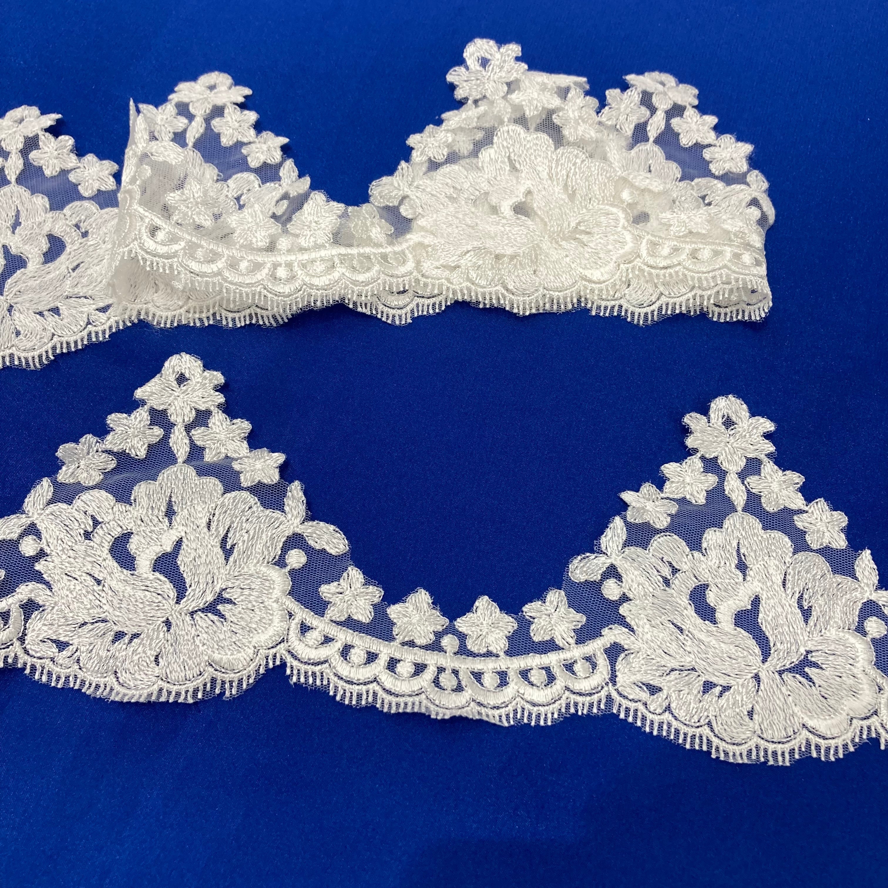 Embroidered Floral Lace Trim – for Bridal Gowns, Veils, Baptism | Lace USA - 21842W