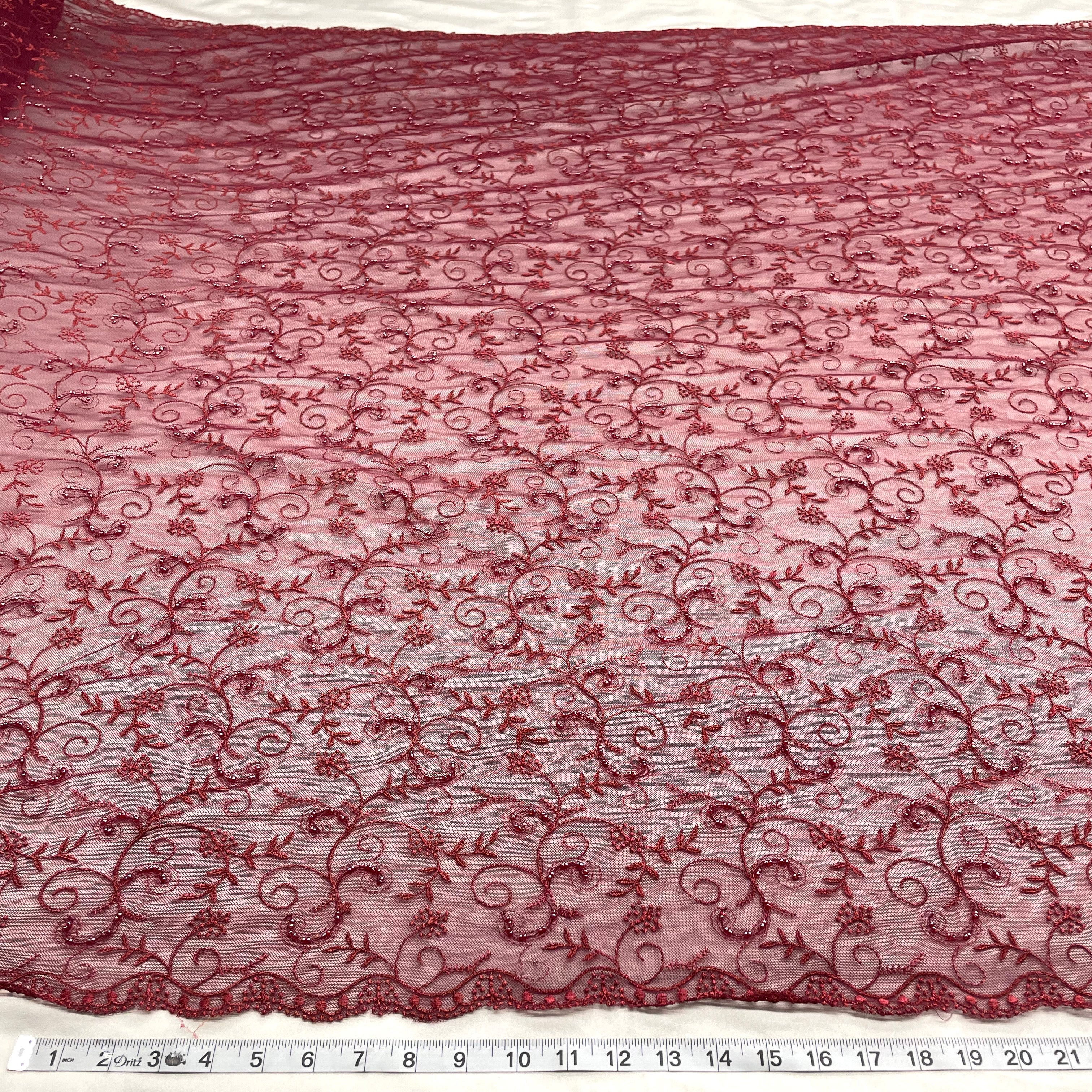 Beaded Lace Fabric Embroidered on 100% Polyester Net Mesh | Lace USA - 41471W-BP