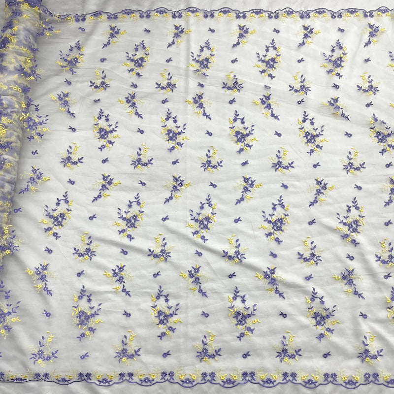 Beaded Lace Fabric Embroidered on 100% Polyester Net Mesh | Lace USA - 42091W-RS