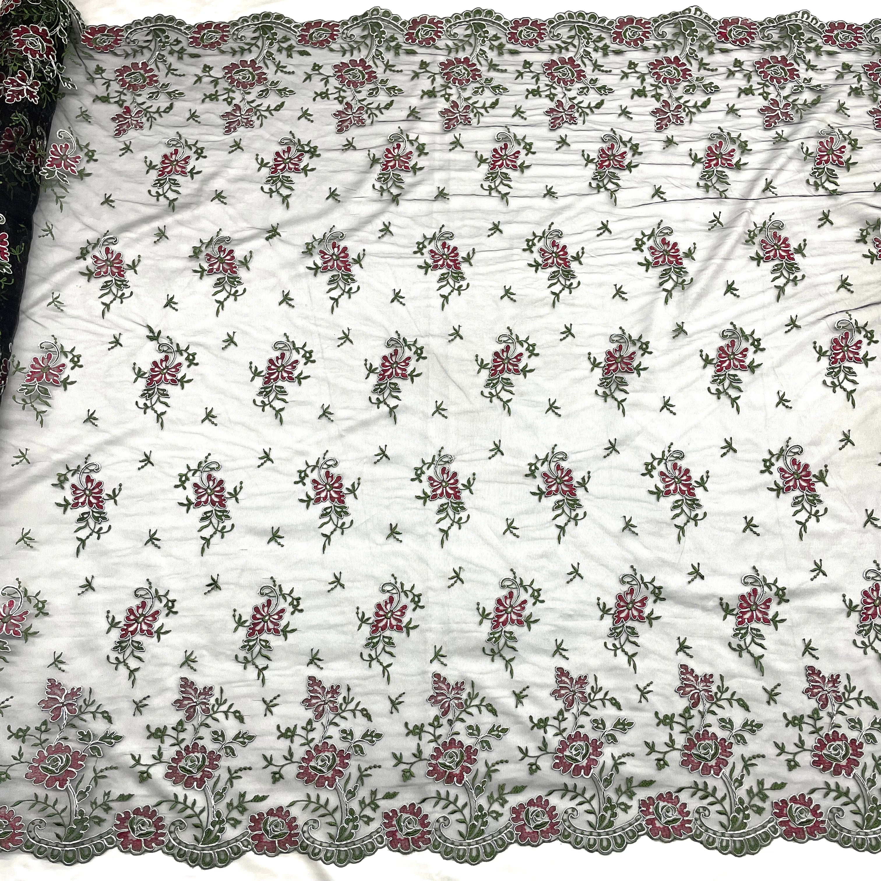 Corded Bridal Lace Fabric Embroidered on 100% Polyester Net Mesh | Lace USA - 97188W
