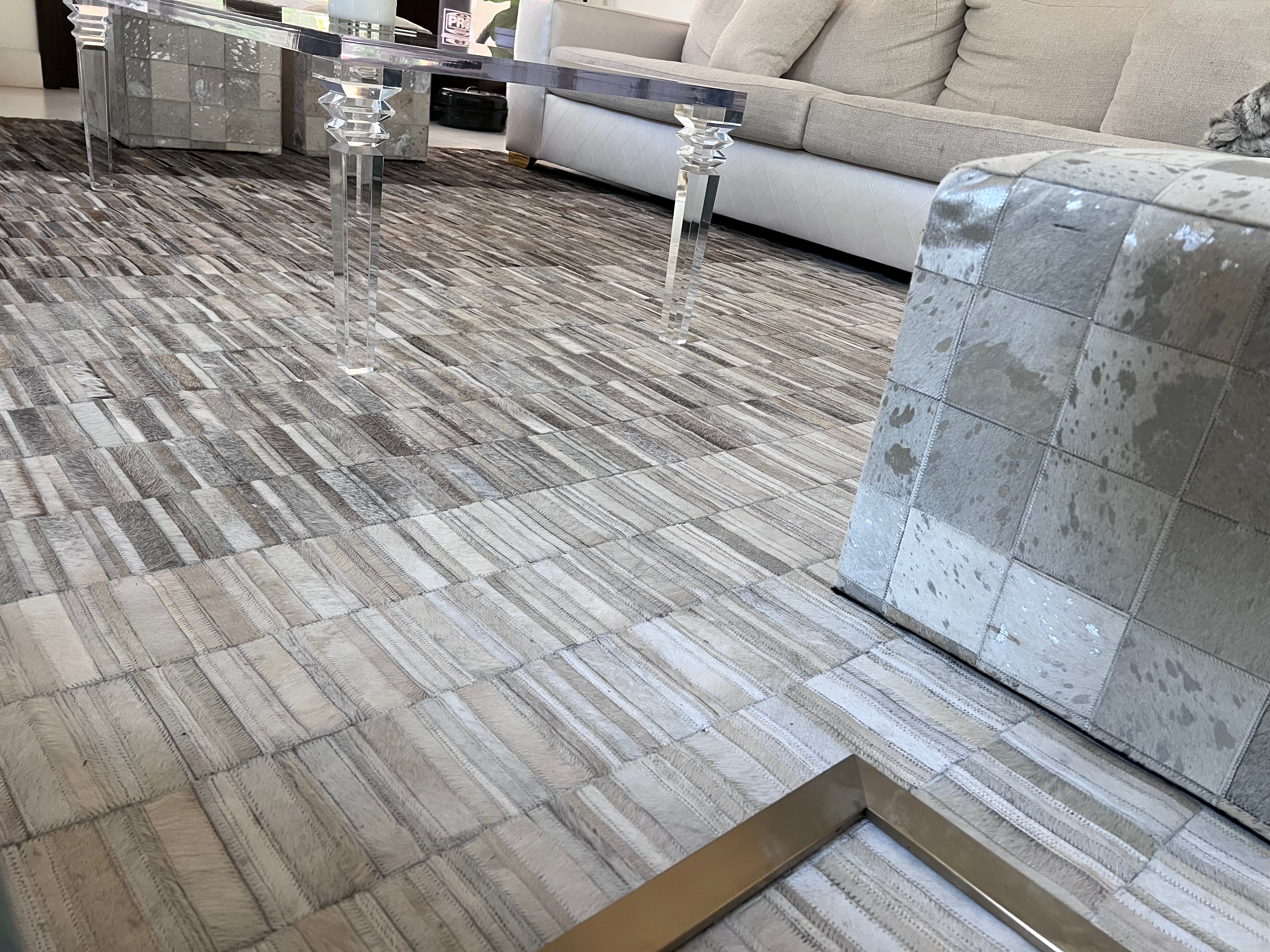 Fade Mocha White  Patchwork Cowhide Area Rug PCH207