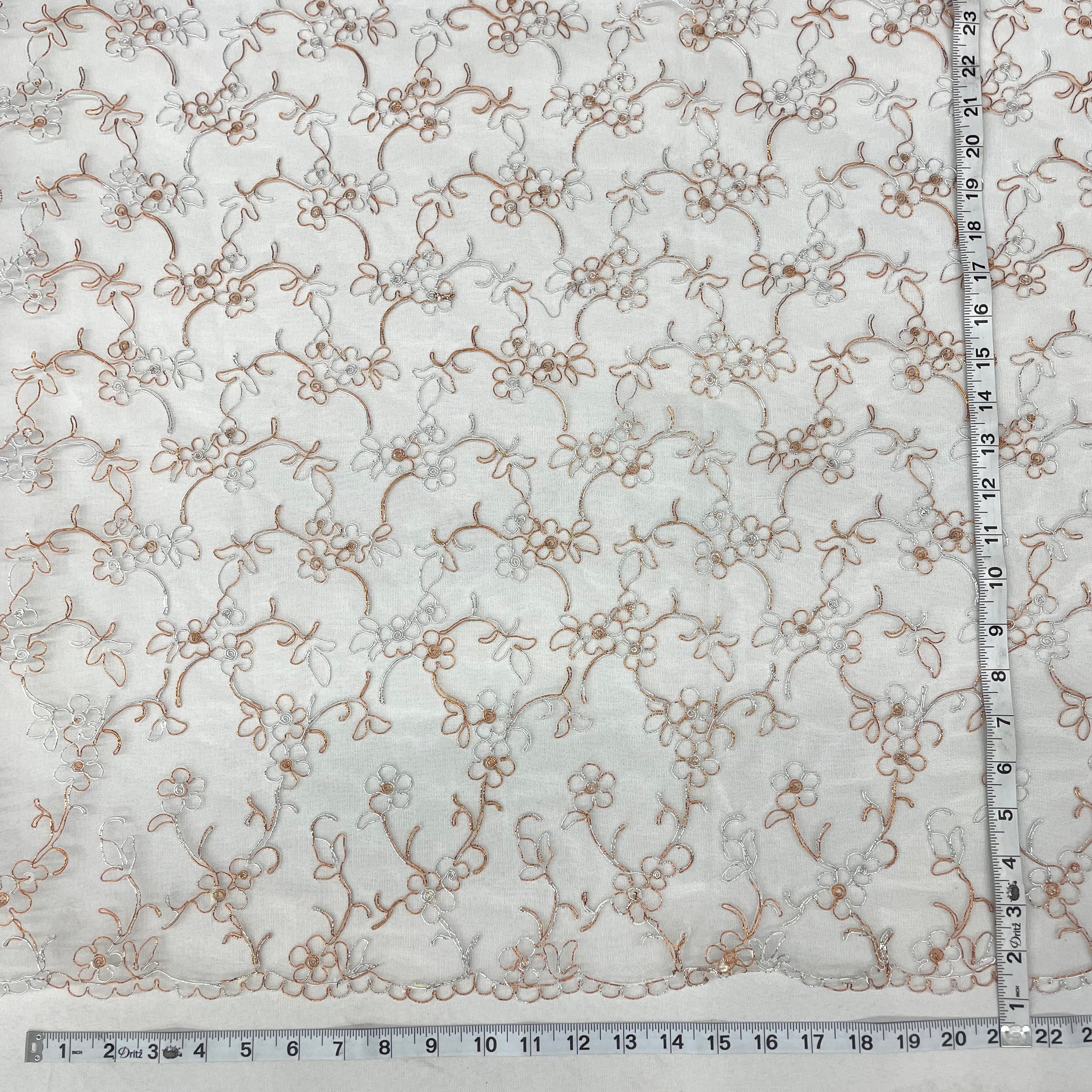 Corded Bridal Lace Fabric Embroidered on 100% Polyester Net Mesh | Lace USA - 91192W
