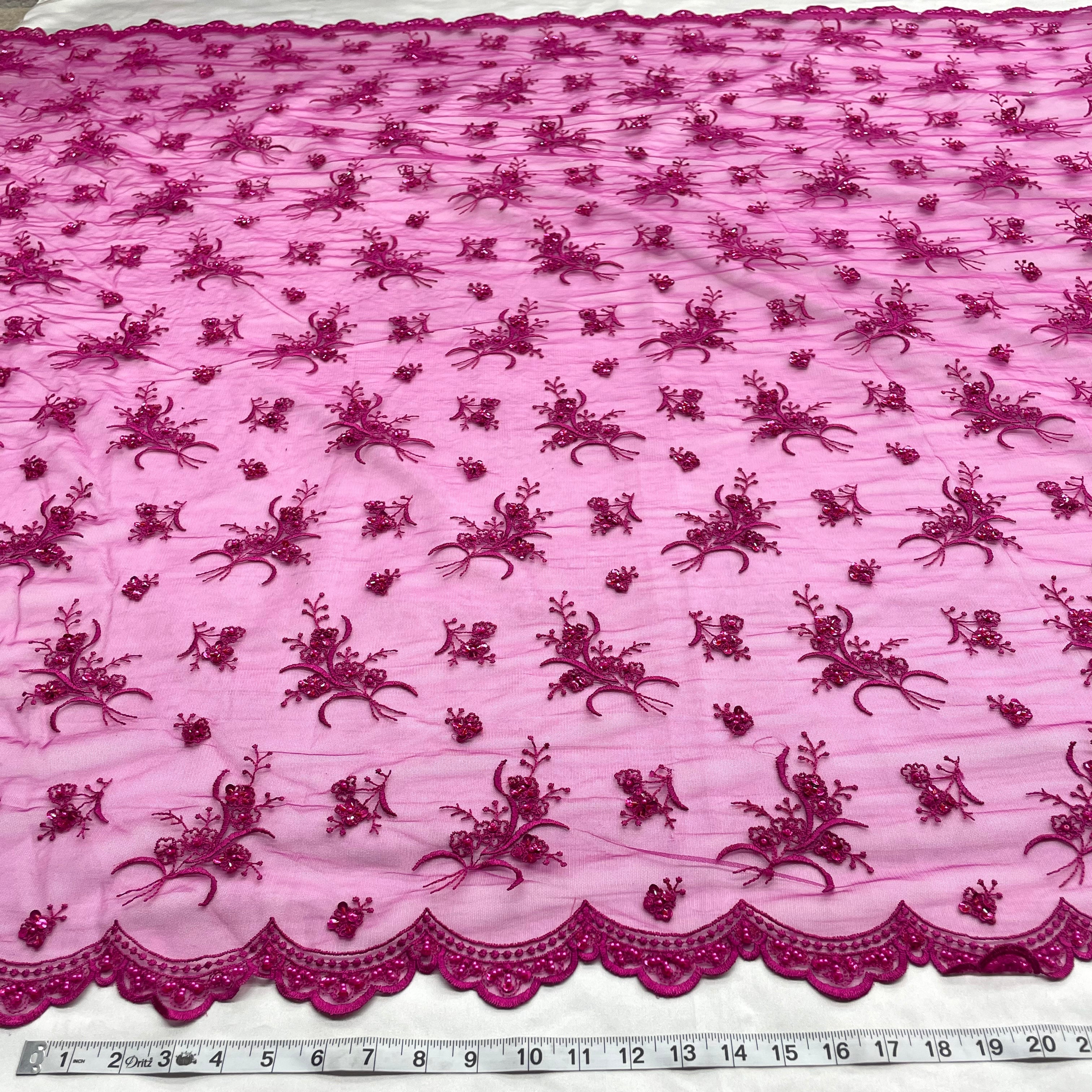 Beaded Lace Fabric Embroidered on 100% Polyester Net Mesh | Lace USA - 42002W-BP