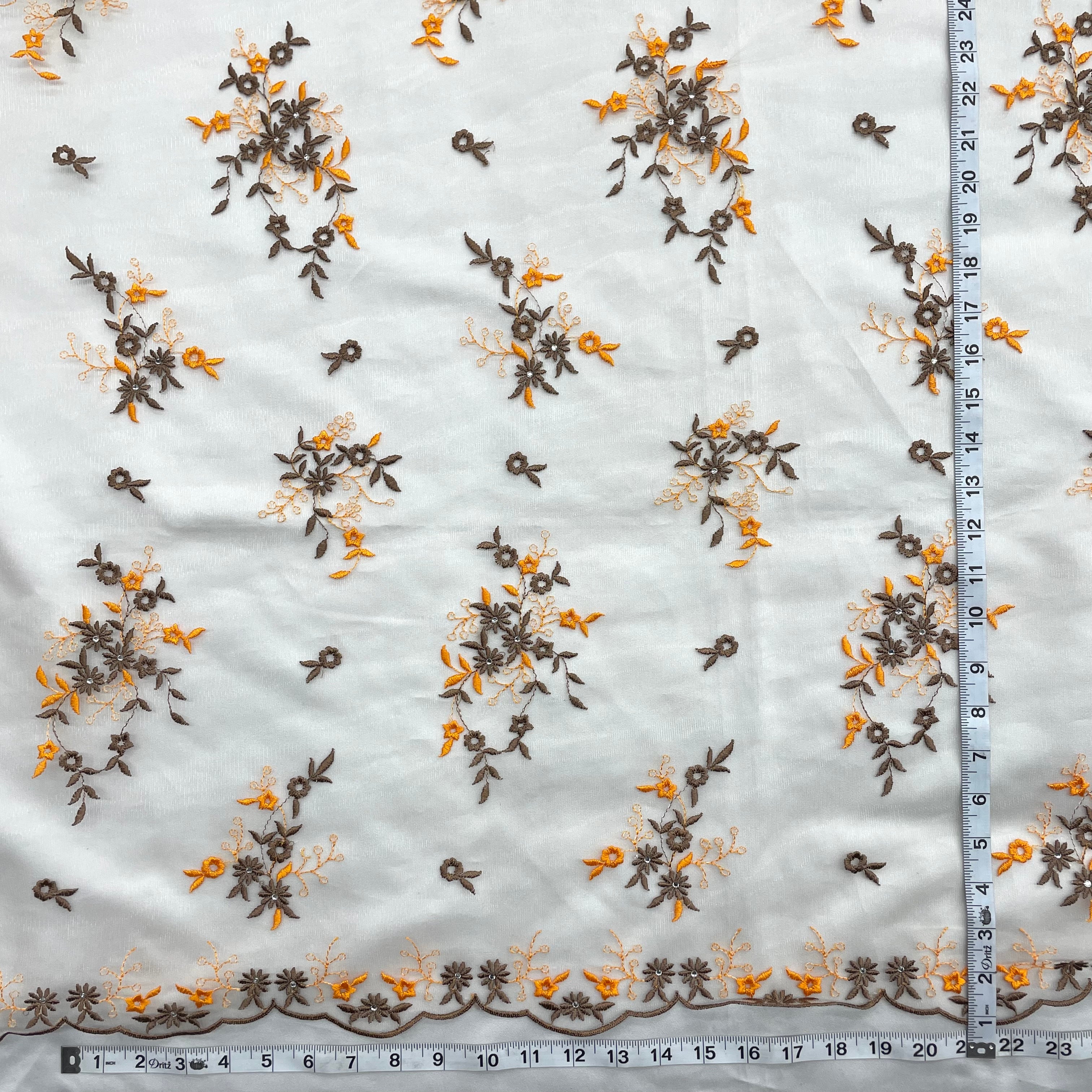 Beaded Lace Fabric Embroidered on 100% Polyester Net Mesh | Lace USA - 42091W-RS