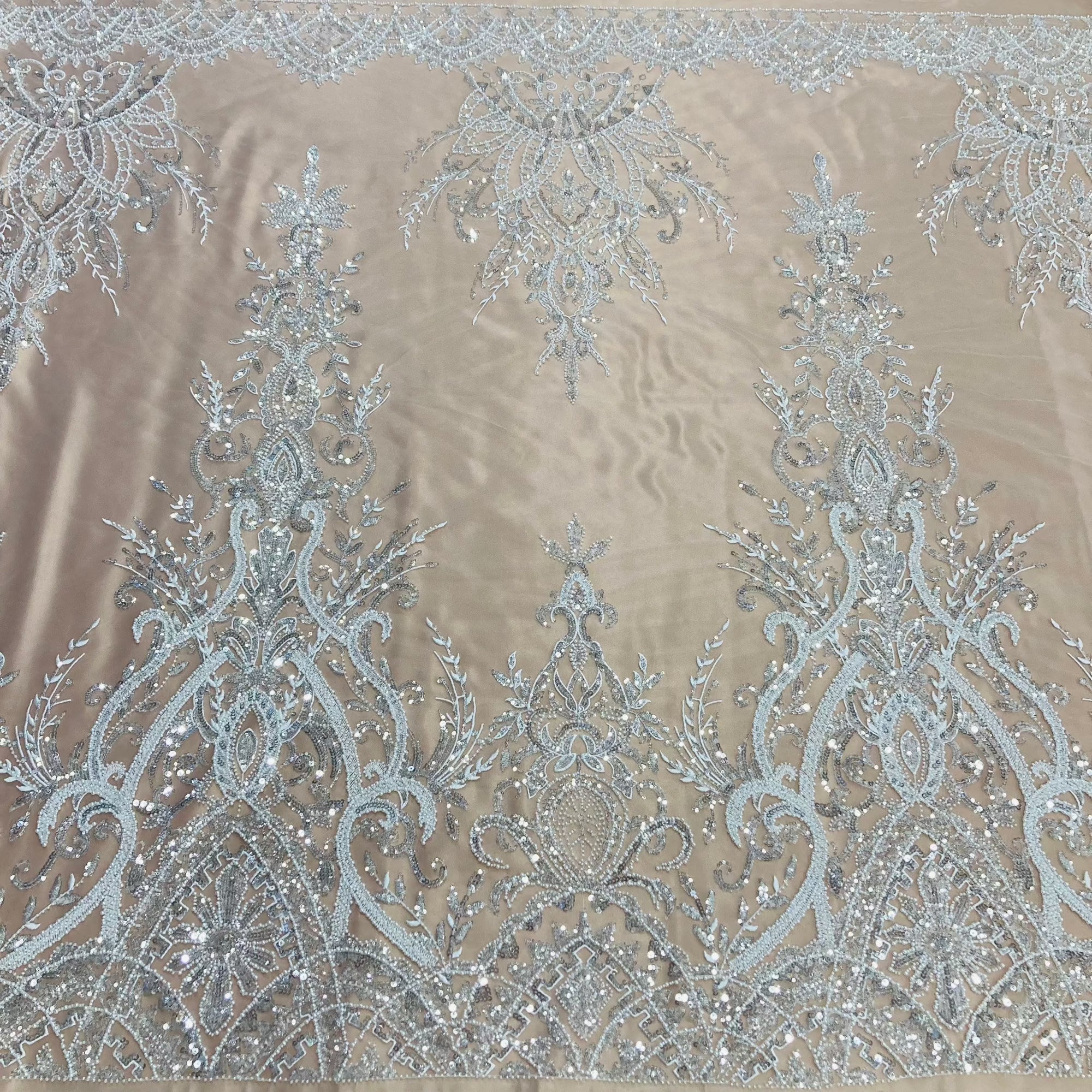 Beaded Lace Fabric Embroidered on 100% Polyester Net Mesh | Lace USA - GD-210906