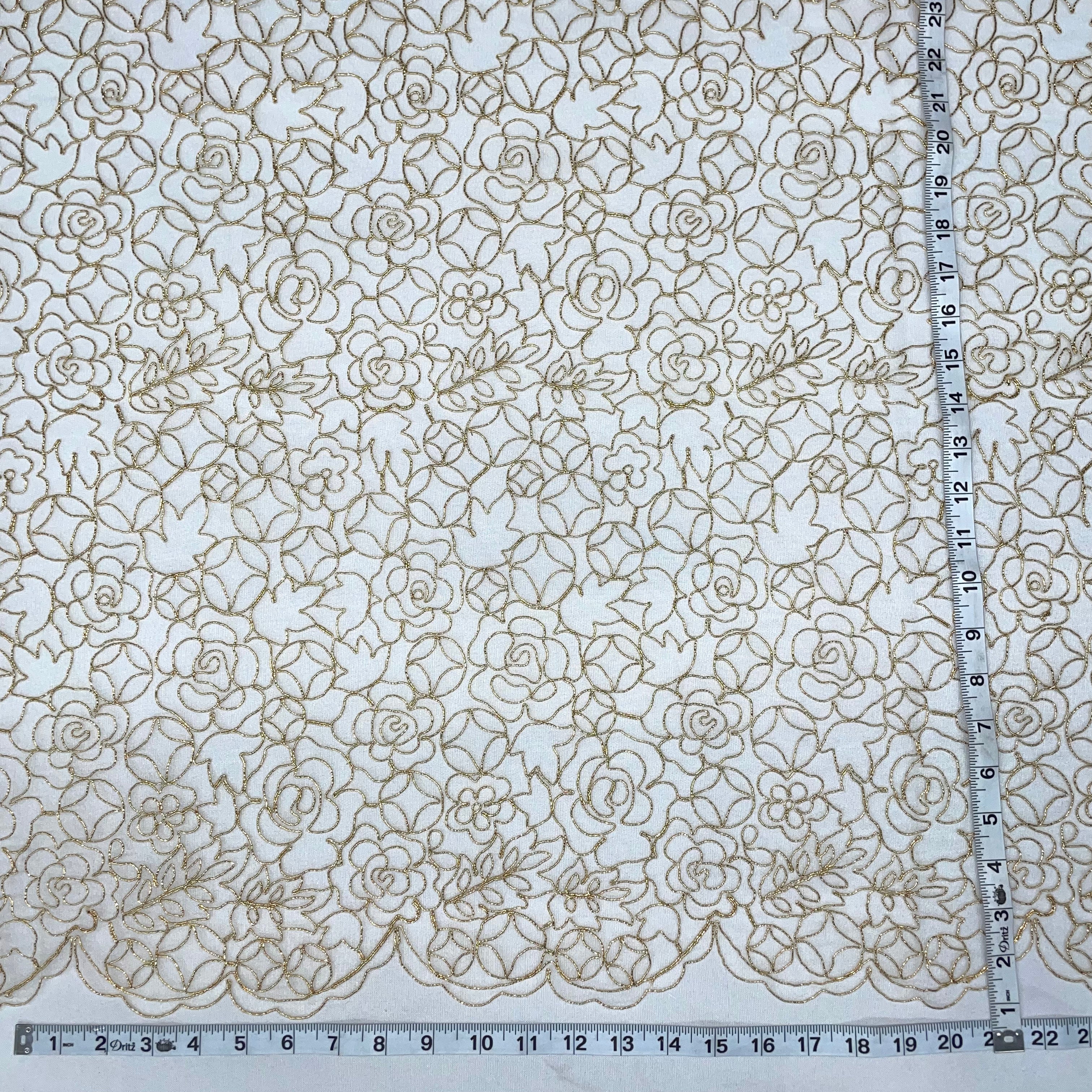 Corded Bridal Lace Fabric Embroidered on 100% Polyester Net Mesh | Lace USA - 96226W