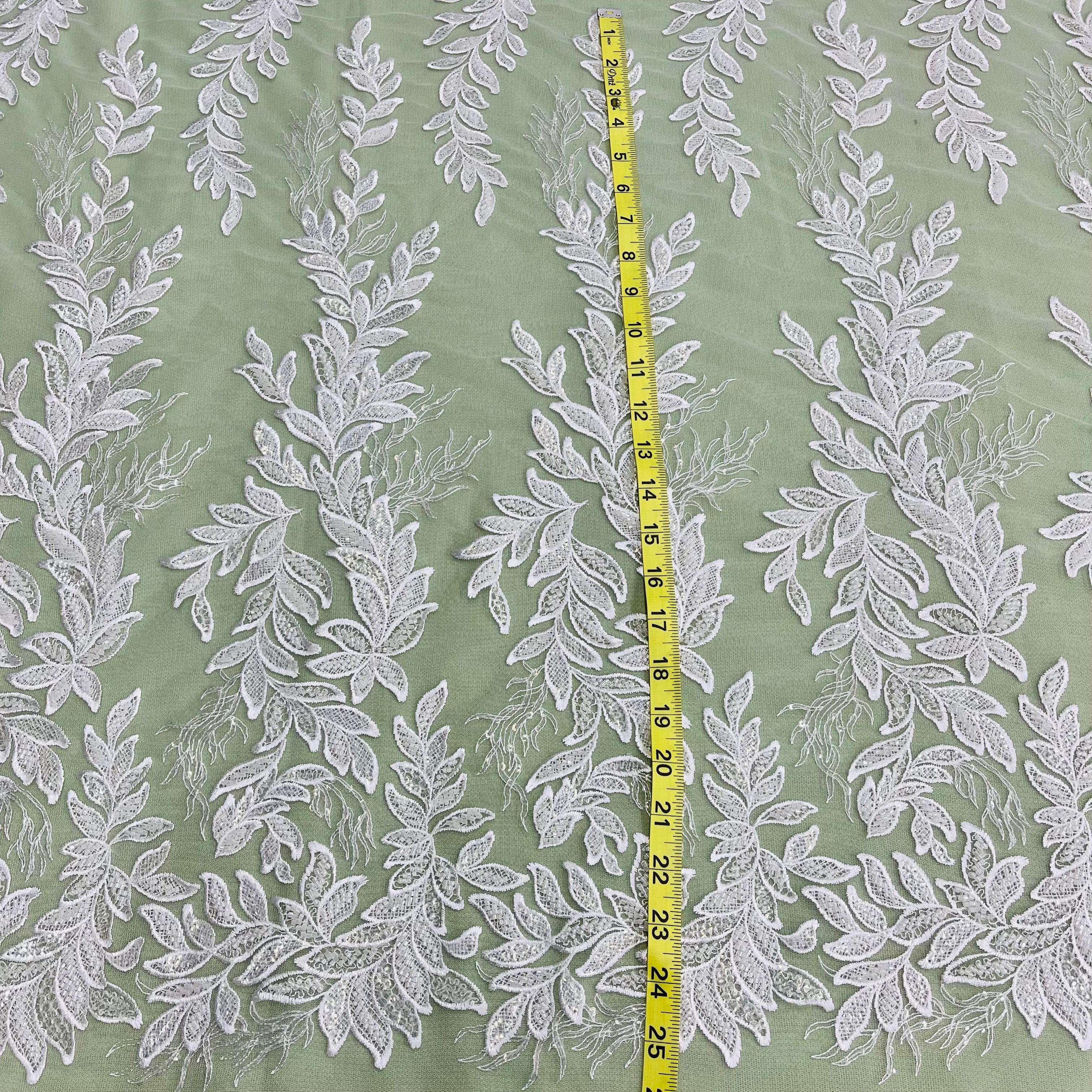 Beaded Lace Fabric Embroidered on 100% Polyester Net Mesh | Lace USA - GD-13331