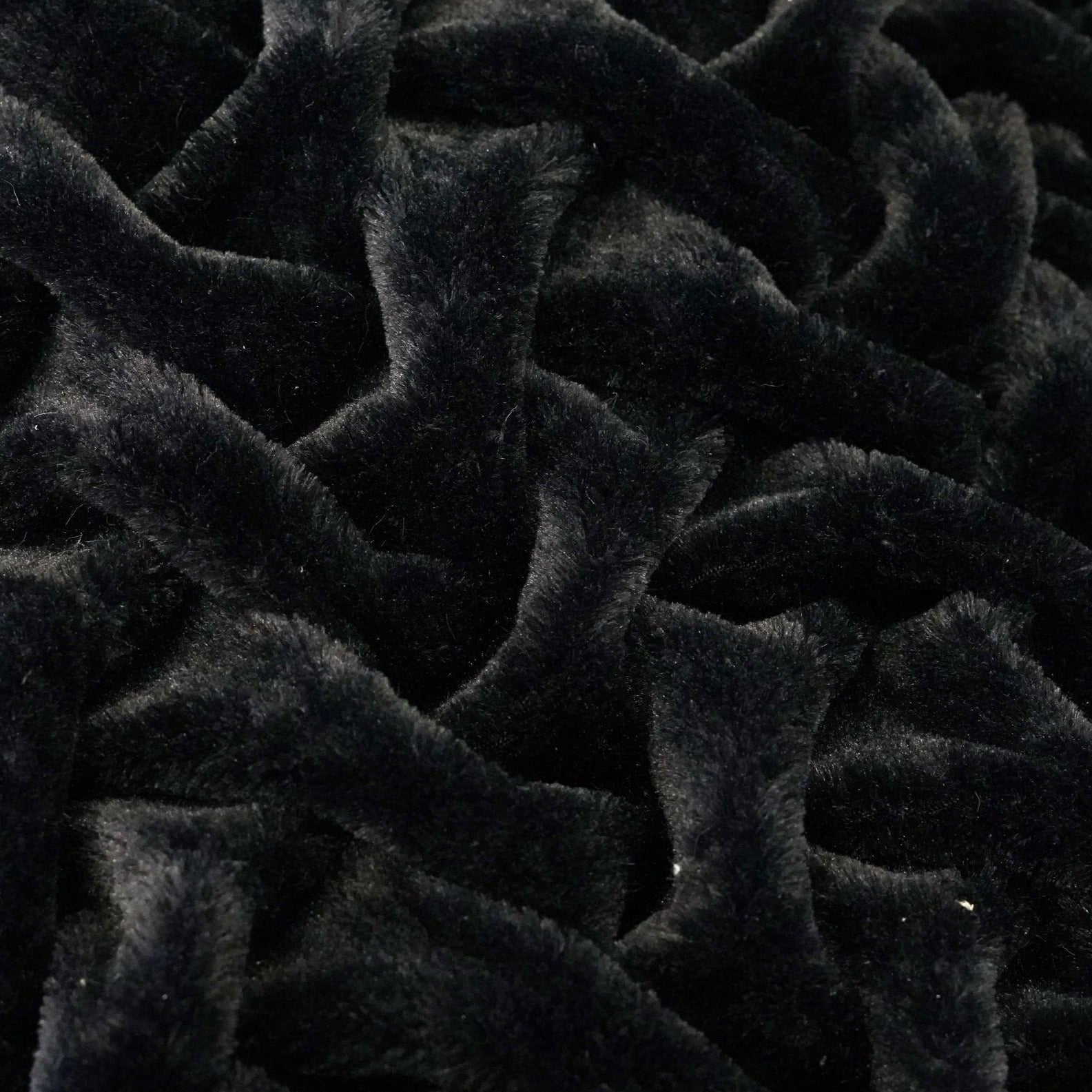 Braided Fluffy Faux Fur Chinchilla Black Bed Cover/ Coverlet/ Blanket/ Comforter/ King Cal Size - Queen Size