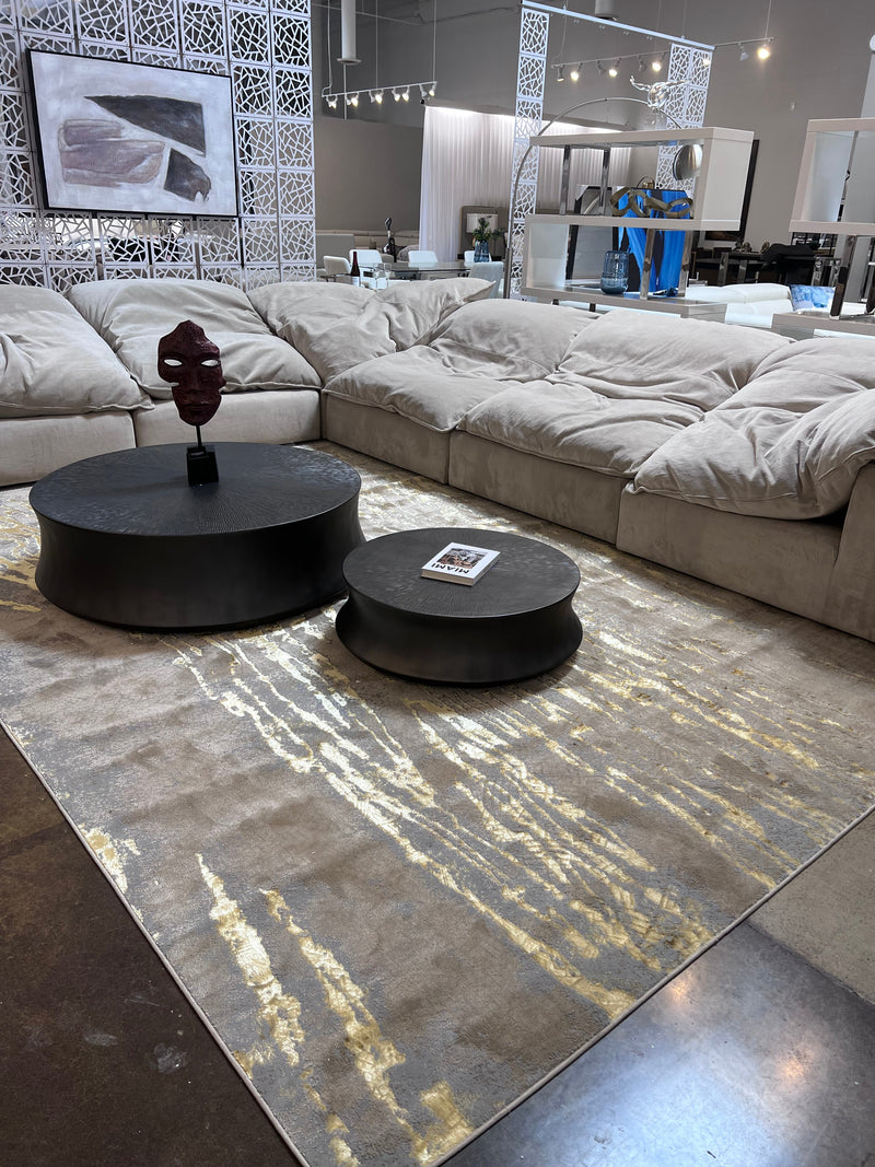 Polyester Gold Viscose Blend Rain Falling Design Rug/Carpet - Style# Maximus 230 - Color-Changing Flat Weave Rug