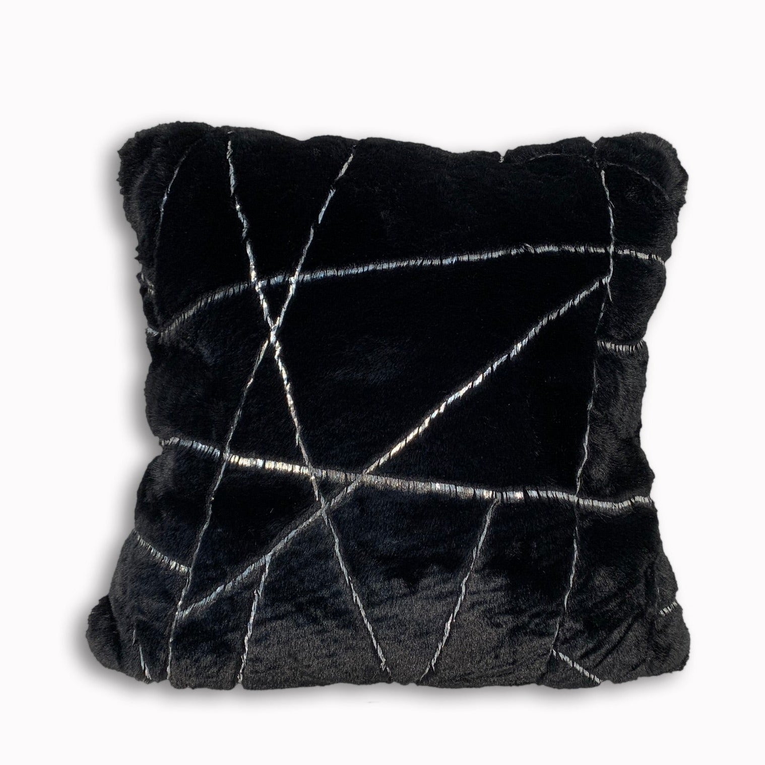 Golden Faux Fur Glow Fluffy Pillow with Shimmery Foil Illuminating Effect