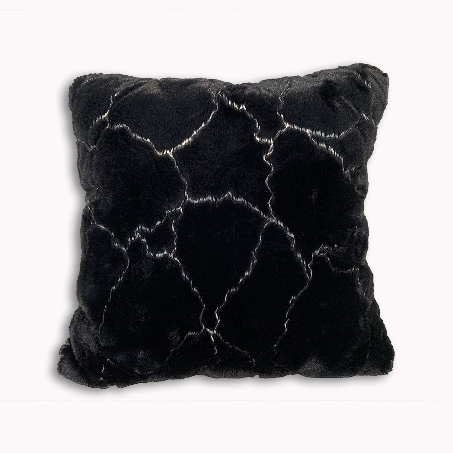Golden Faux Fur Glow Fluffy Pillow with Shimmery Foil Illuminating Effect