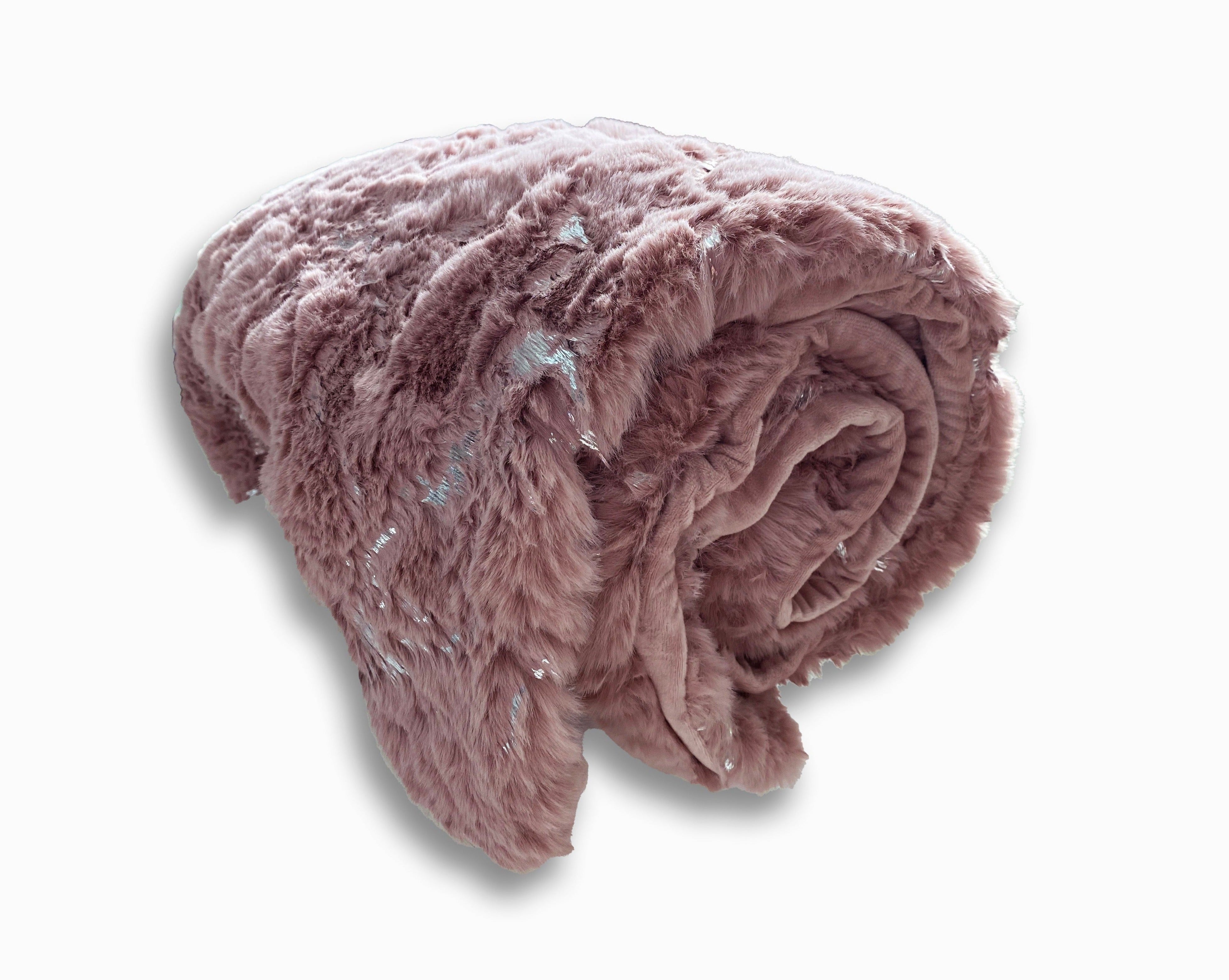 Metallic Golden Scattered Shimmery Design Faux Rabbit Touch Soft Throw Blanket - Coverlet/ Quilt/ Throw/ Bedspread/ Bedcover