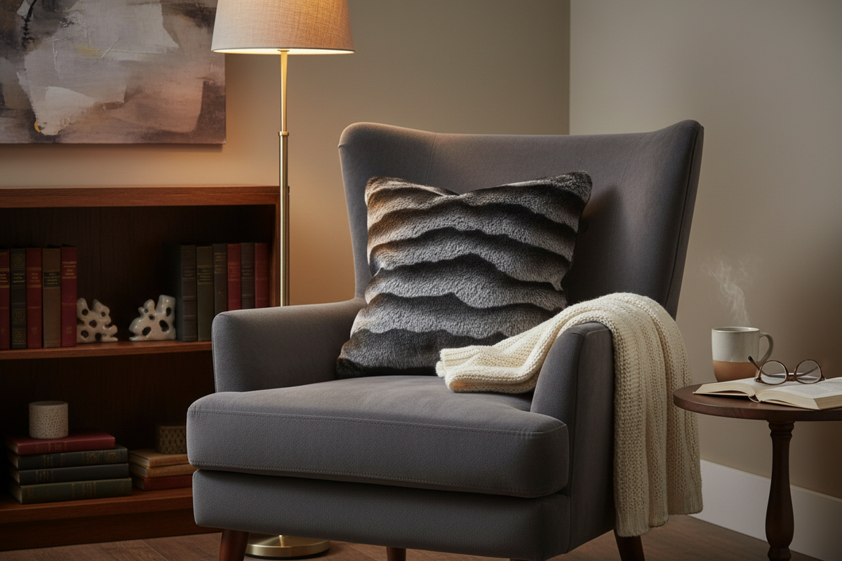 Luxe Black Stripe Faux Mink Throw Pillow – MINKO 13