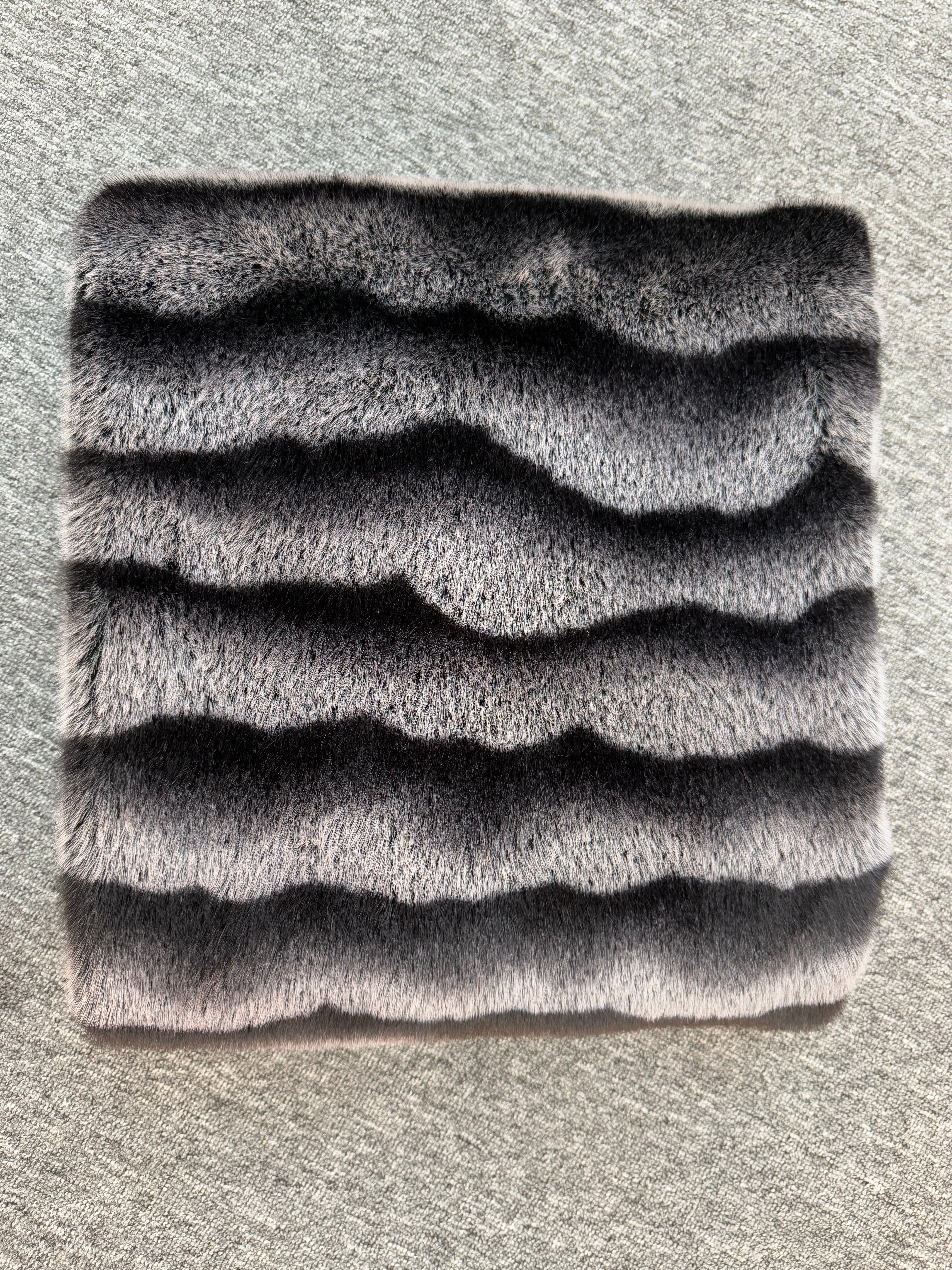 Luxury Soft Warm Faux Mink Throw Blanket - MINKO 13 Black Stripe