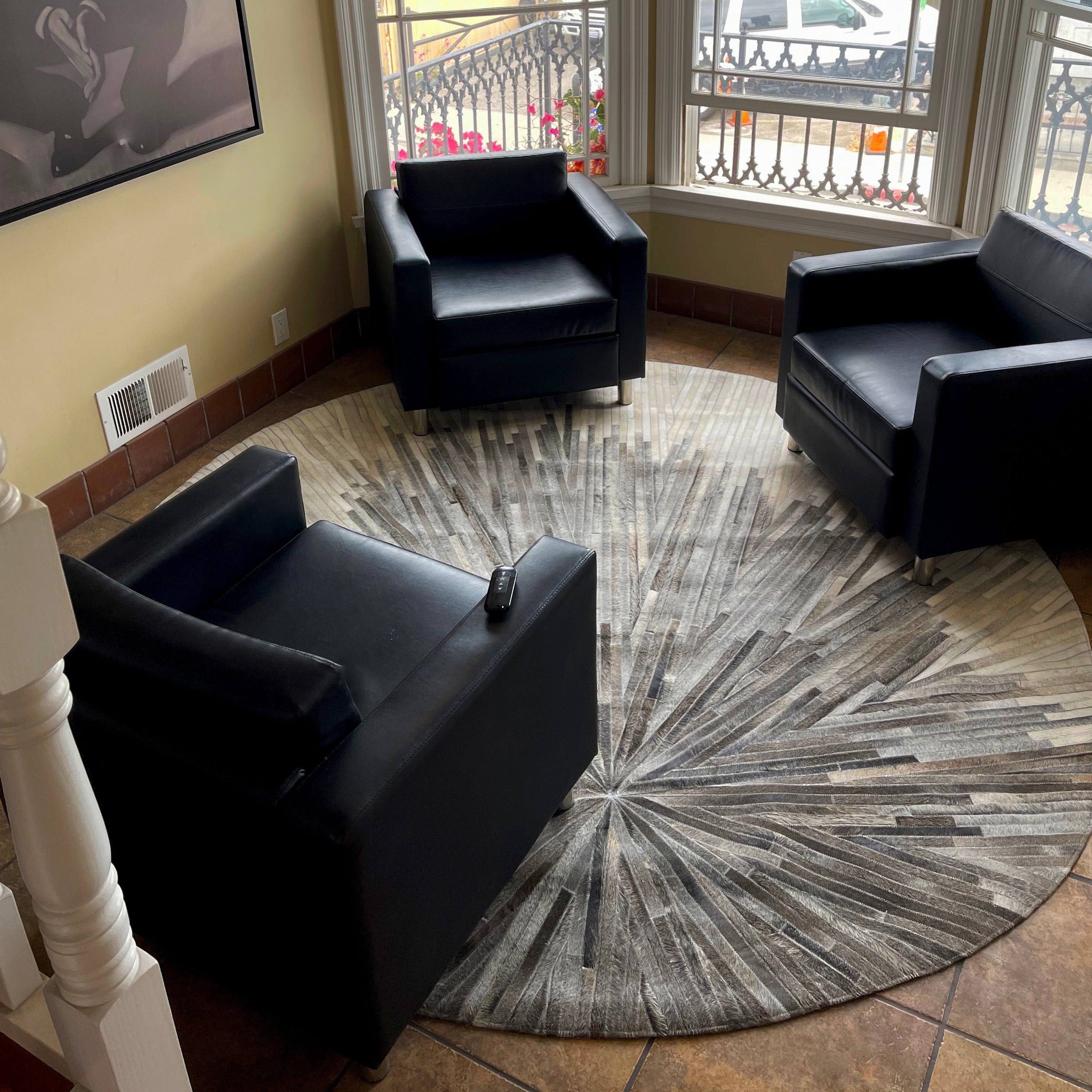 Leather Patchwork Cowhide Area Rug
