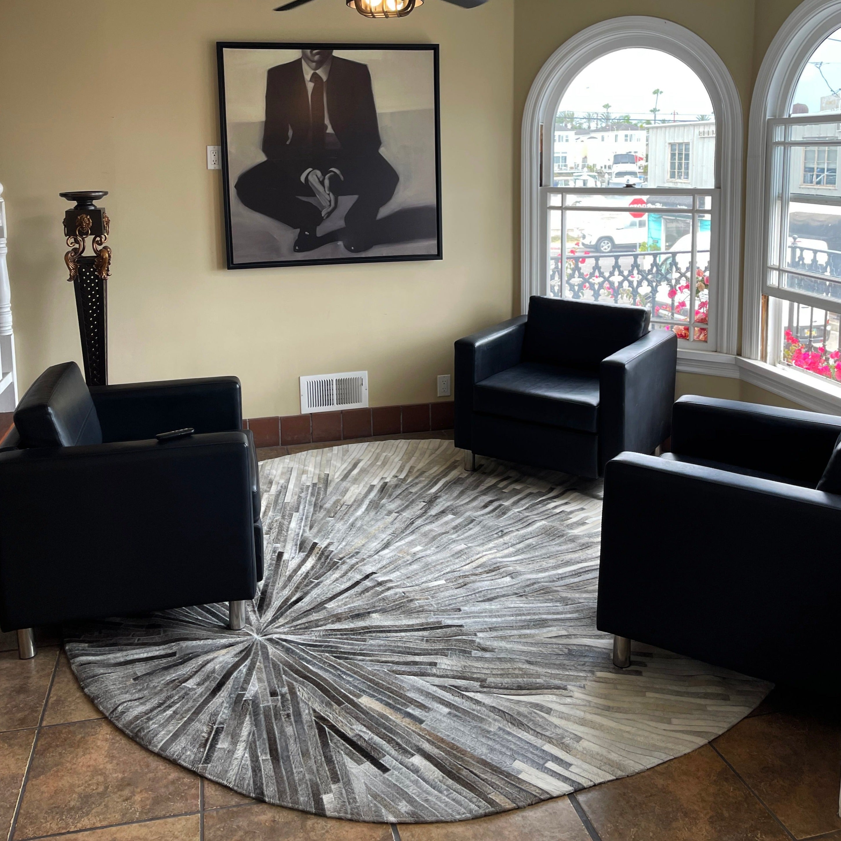 Leather Patchwork Cowhide Area Rug