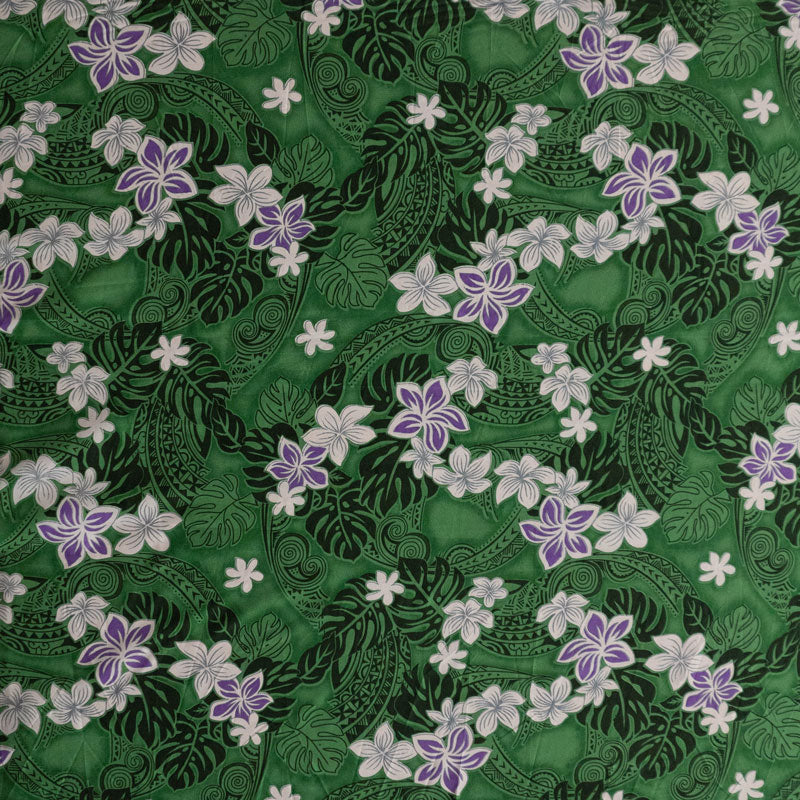 Traditional Polynesian Tattoo Plumeria Tiare Design Peachskin Fabric | Islands Fabric