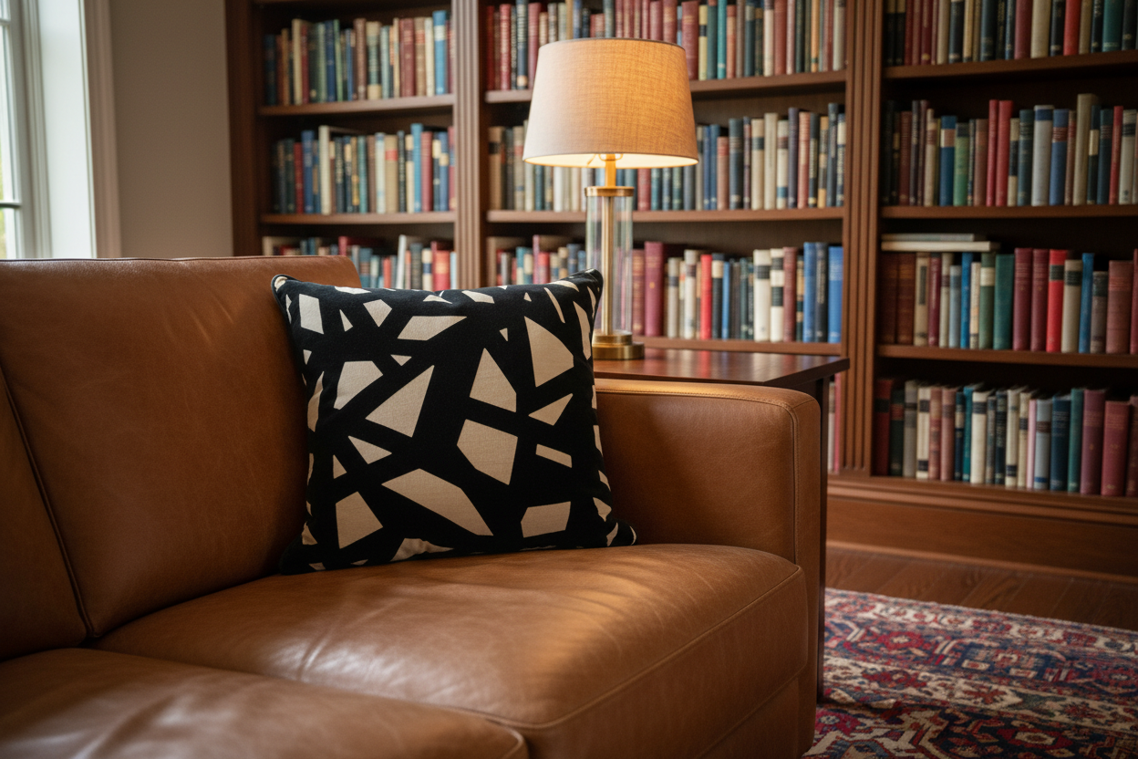 Black Velvet Geometric Accent Pillow on Sandy Beige Base - VIVA014.