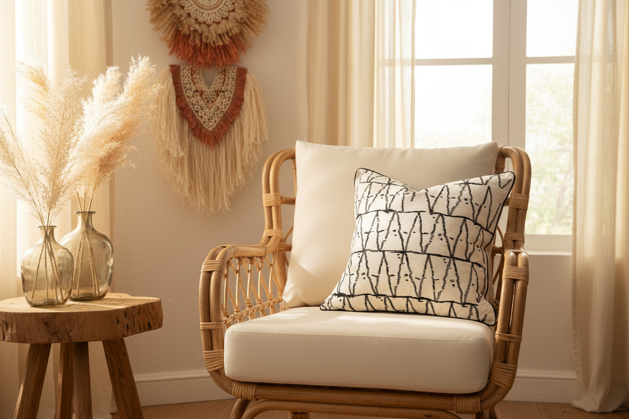 White Velvet Pillow with Black Embroidered Abstract and Thick Border - VIVA015.